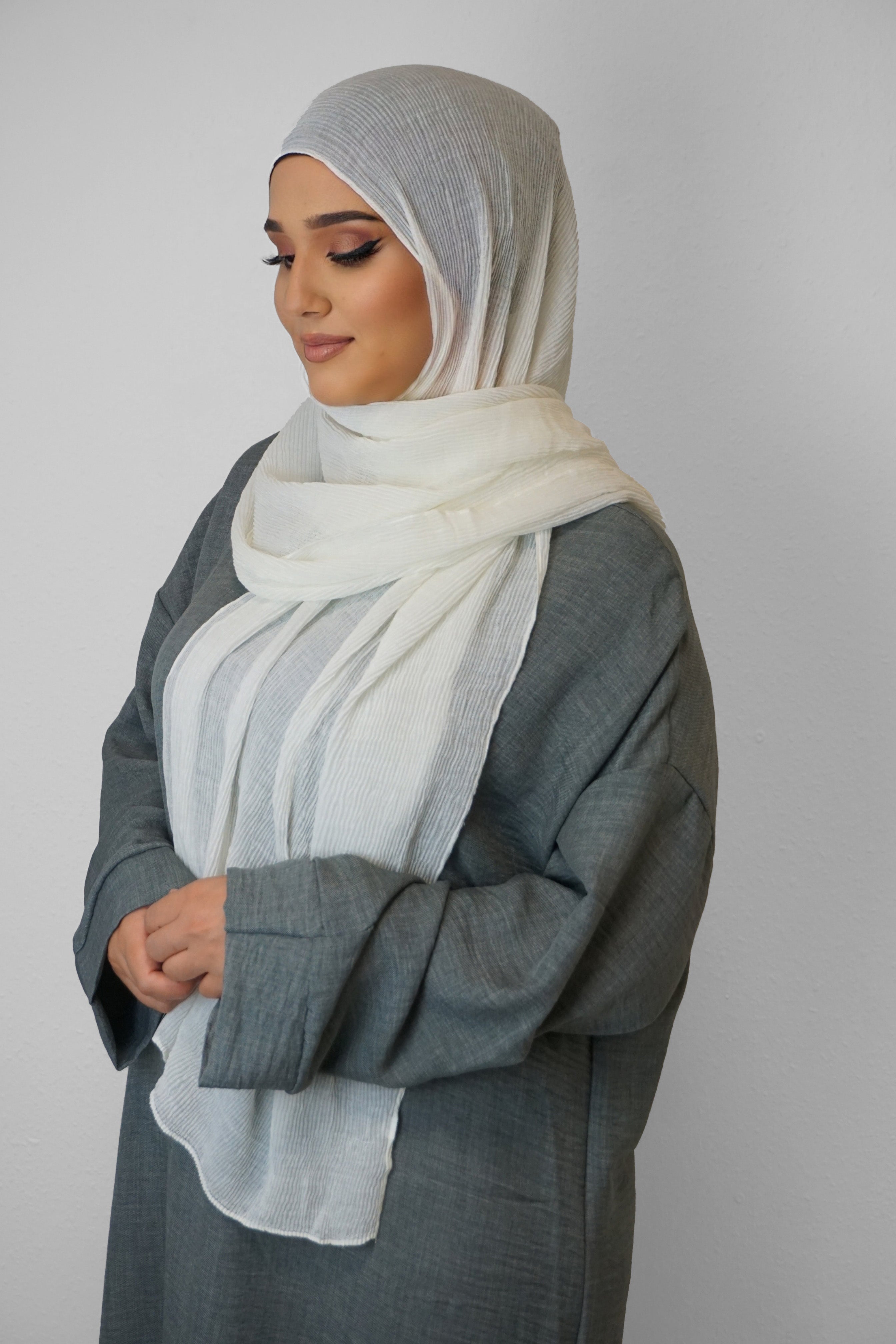 Baumwolle Crinkle-Hijab Creme