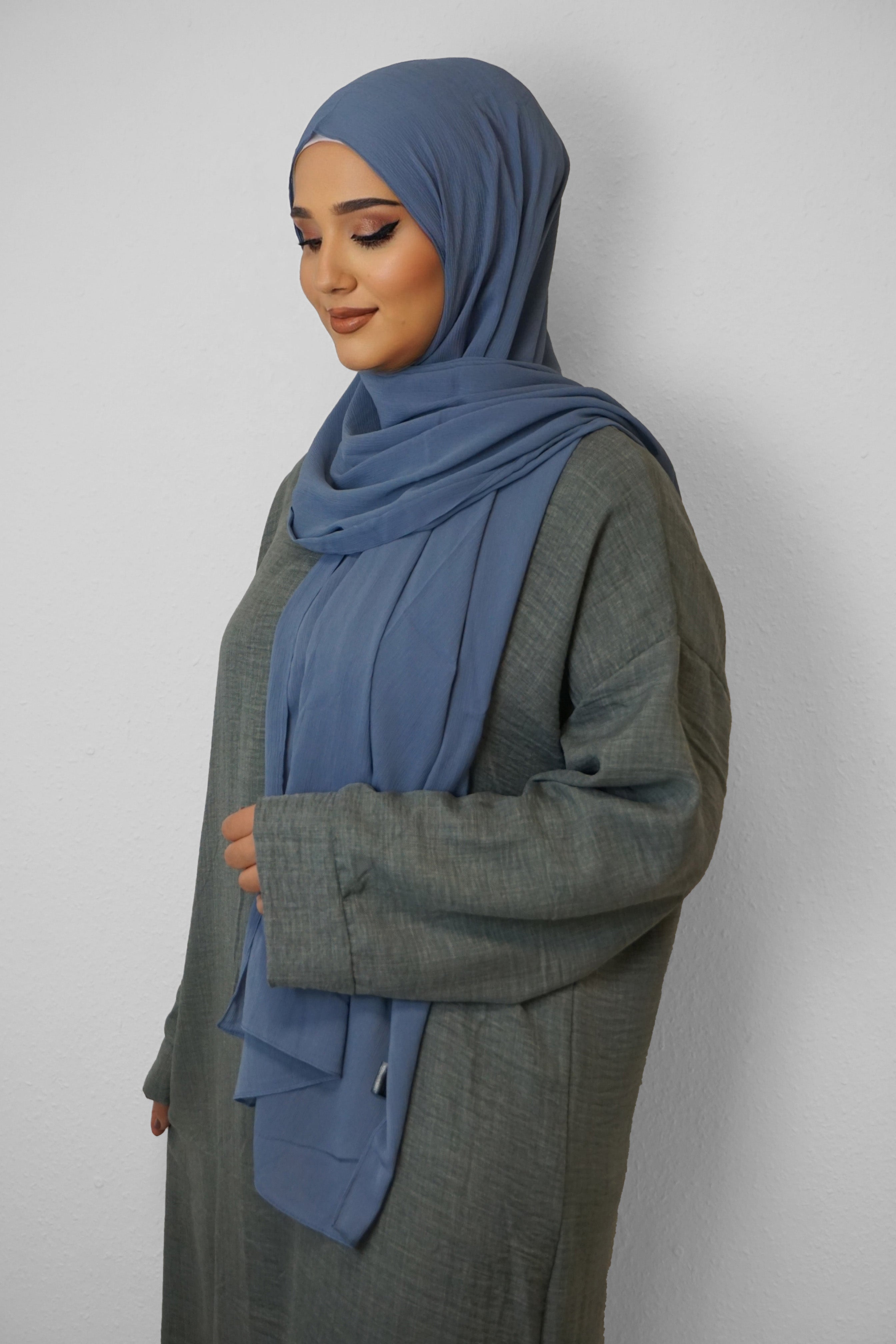 Crinkle Premium Chiffon Hijab Blau