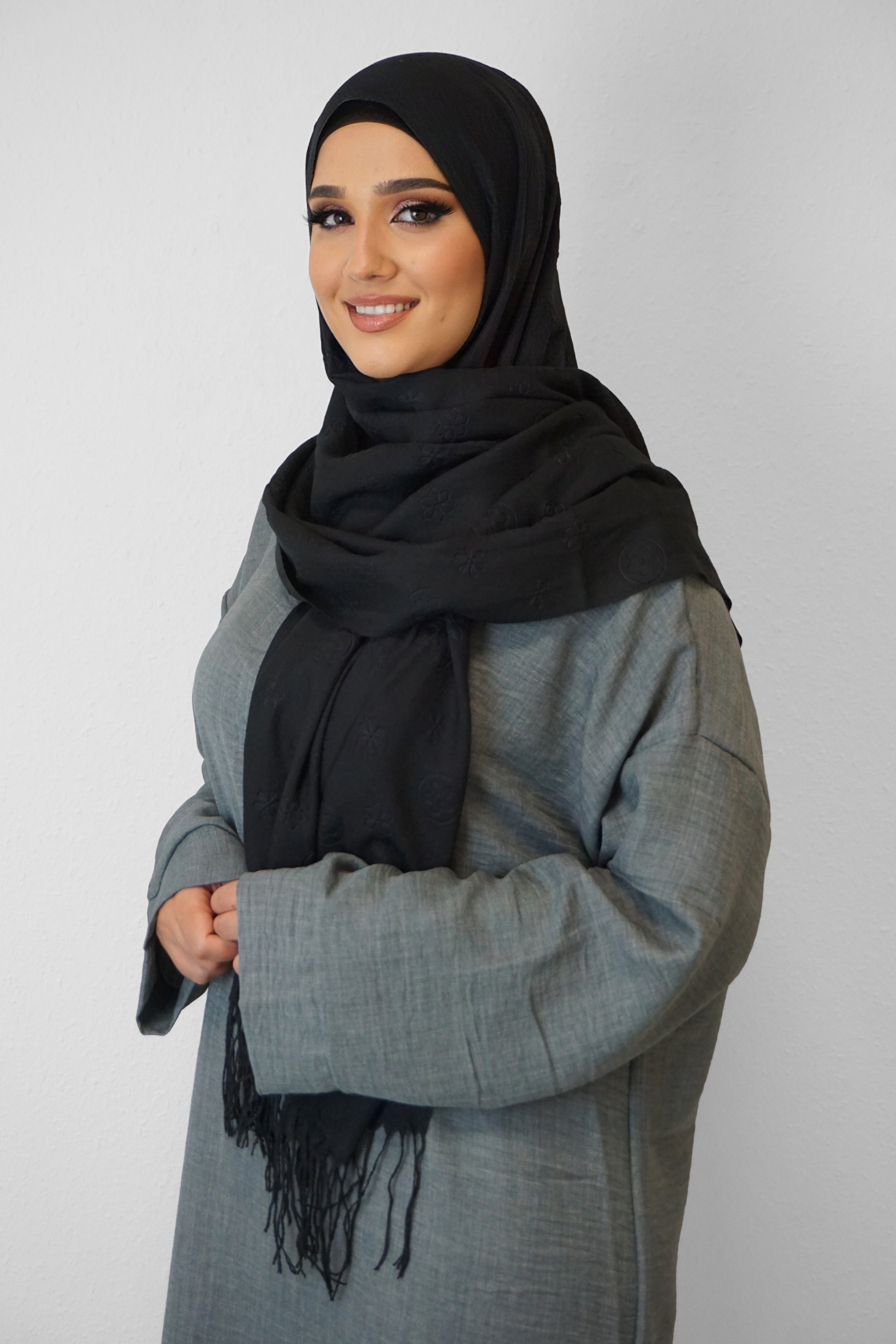 Baumwolle Hijab Zuhur Schwarz