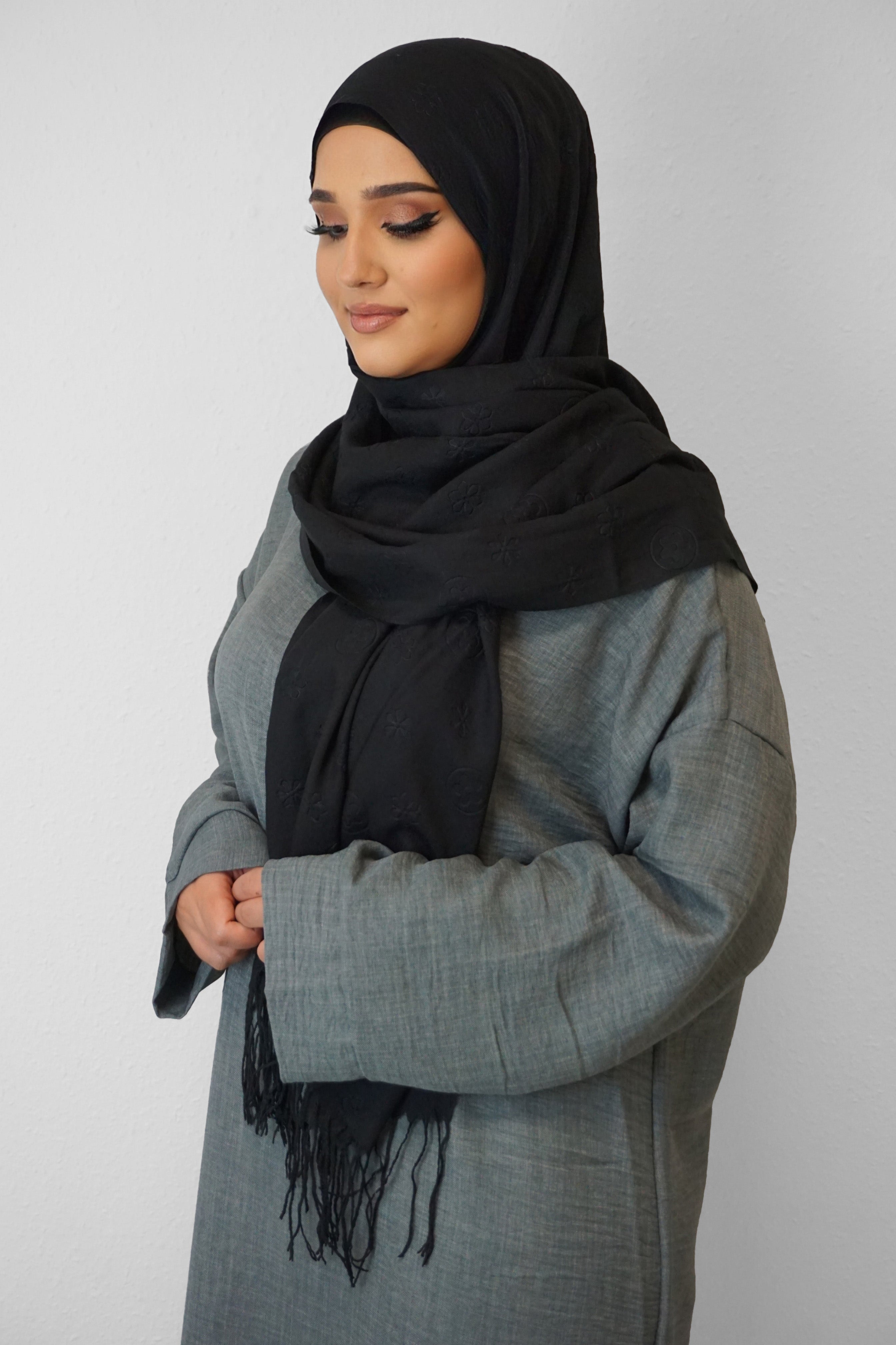 Baumwolle Hijab Zuhur Schwarz