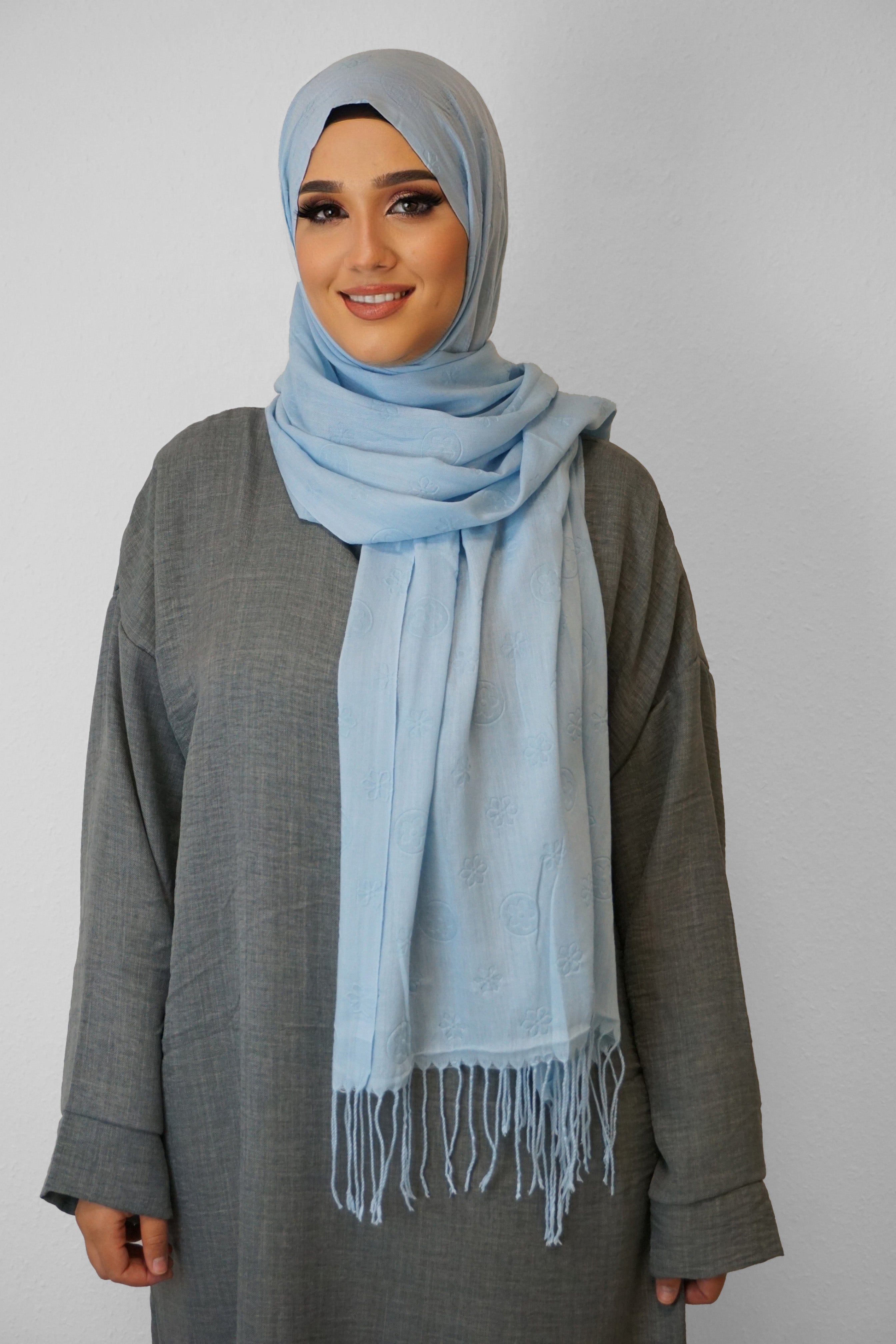 Baumwolle Hijab Zuhur Wasserblau