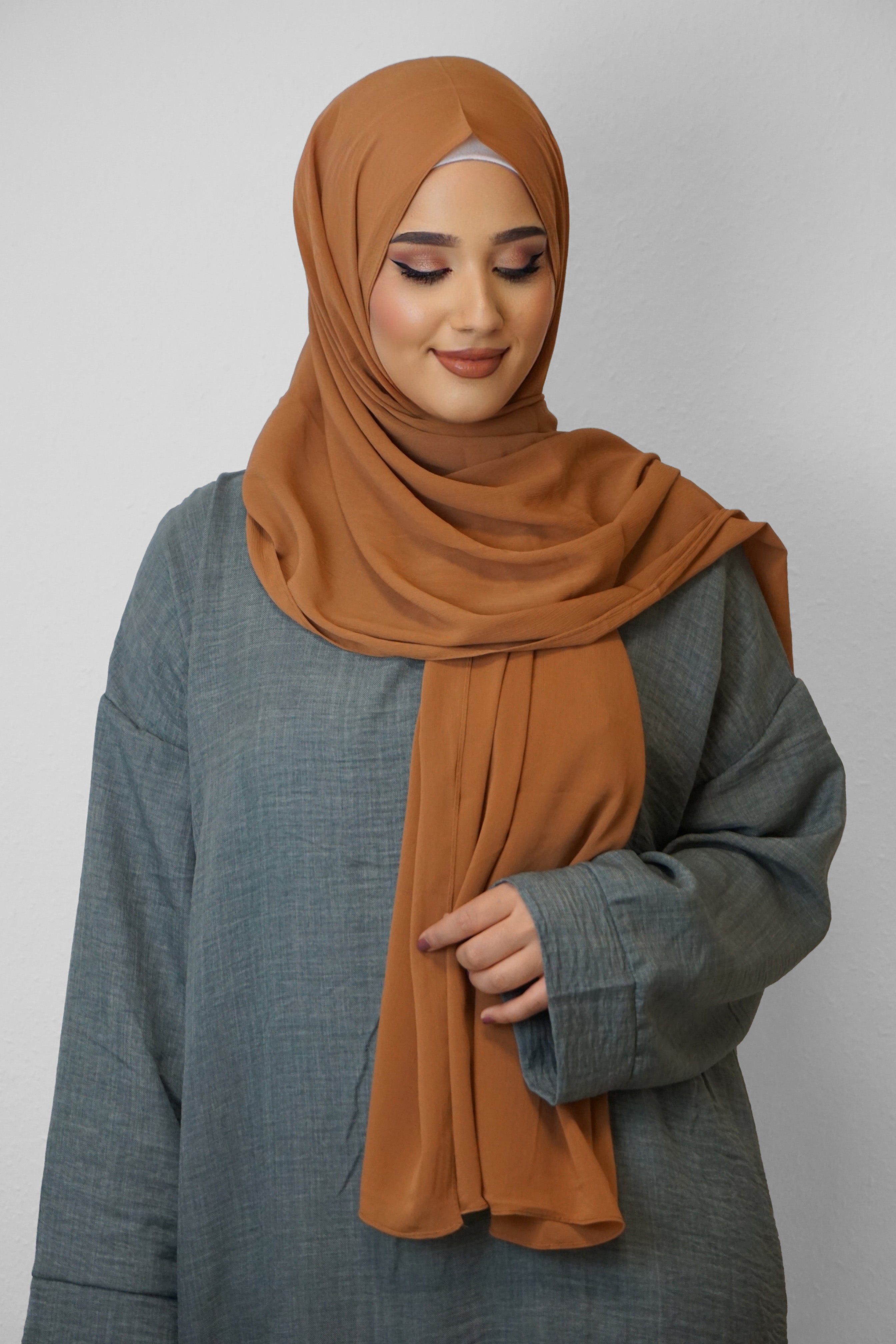 Crinkle Premium Chiffon Hijab Camel