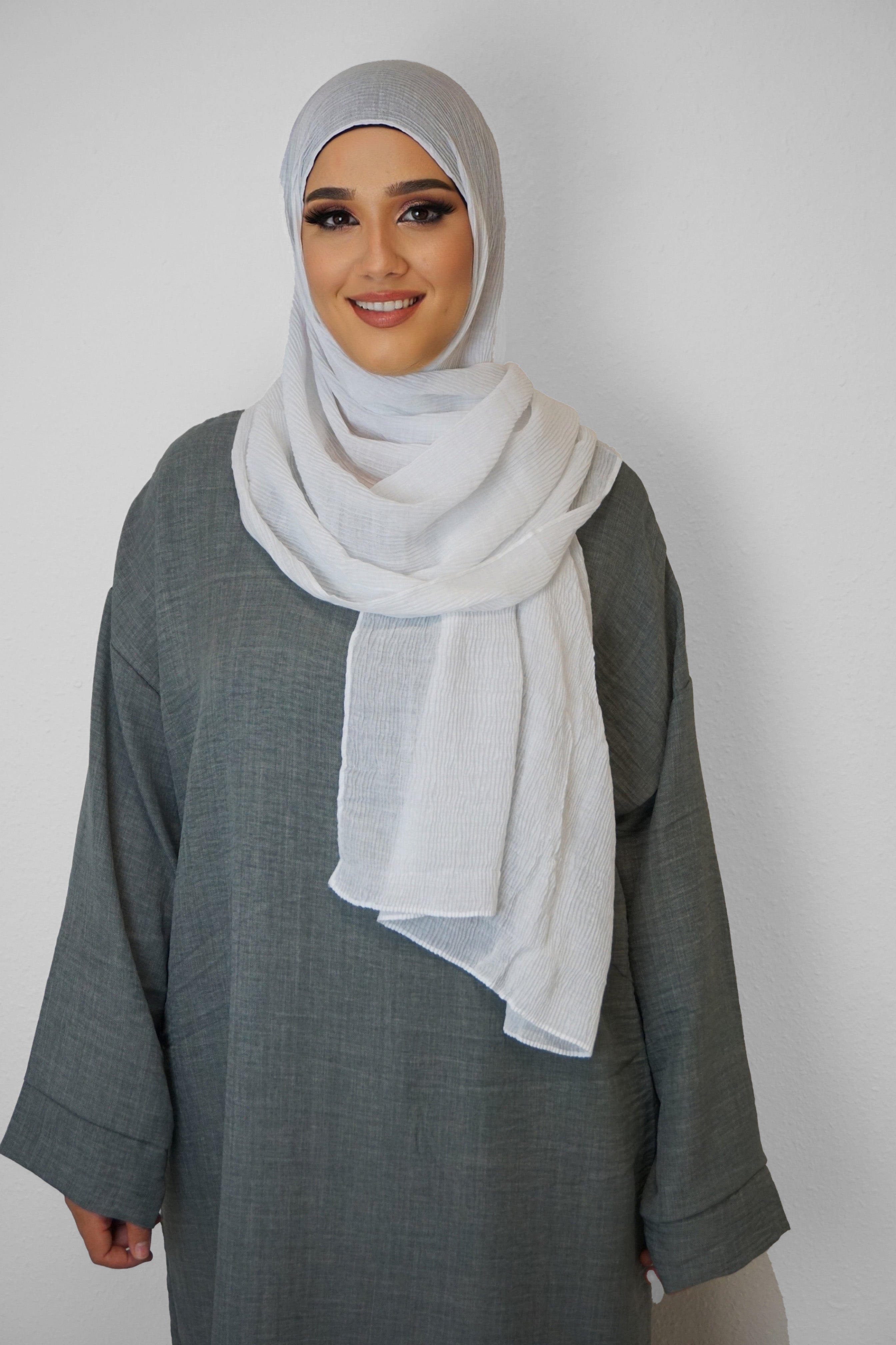 Baumwolle Crinkle-Hijab Weiss