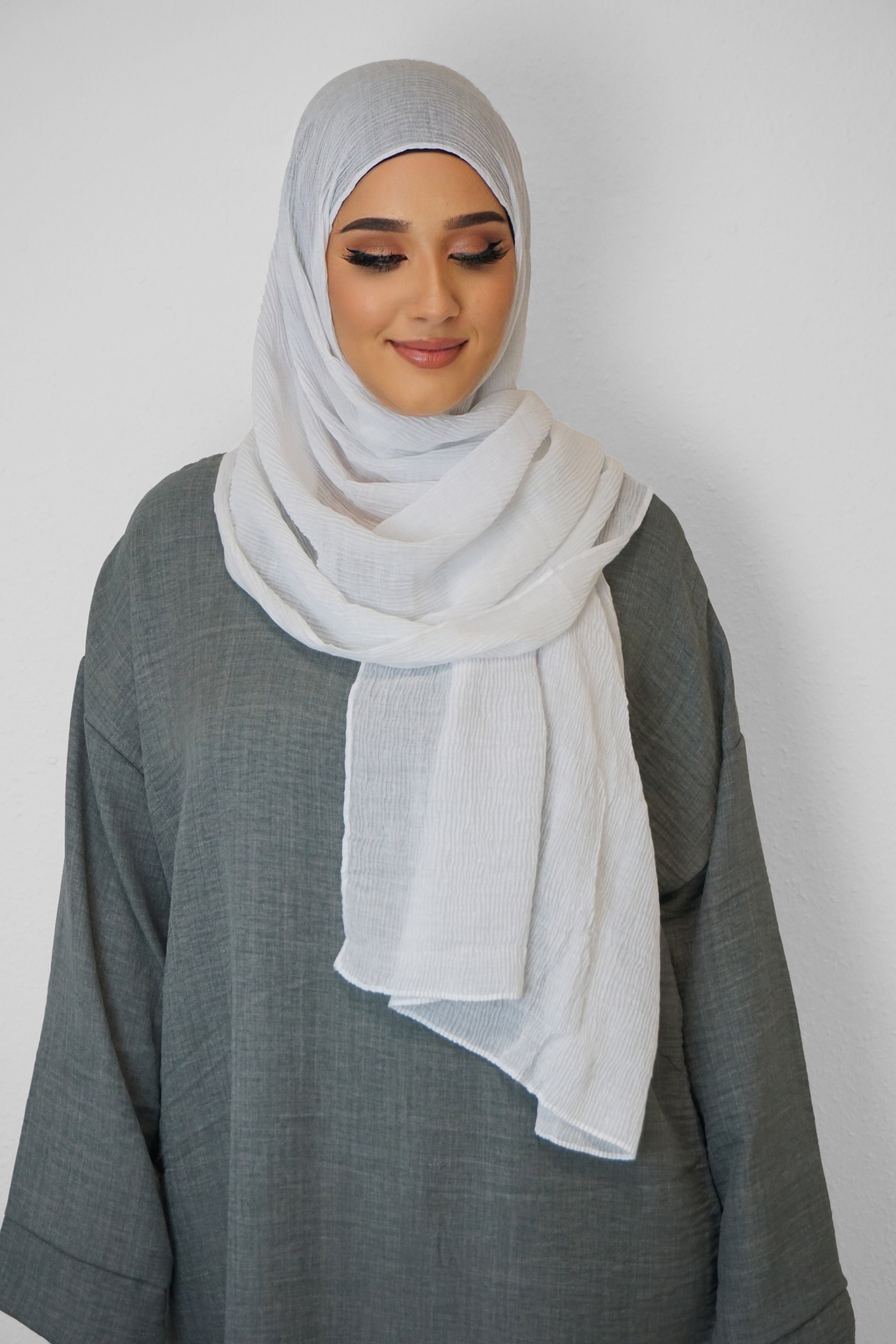 Baumwolle Crinkle-Hijab Weiss