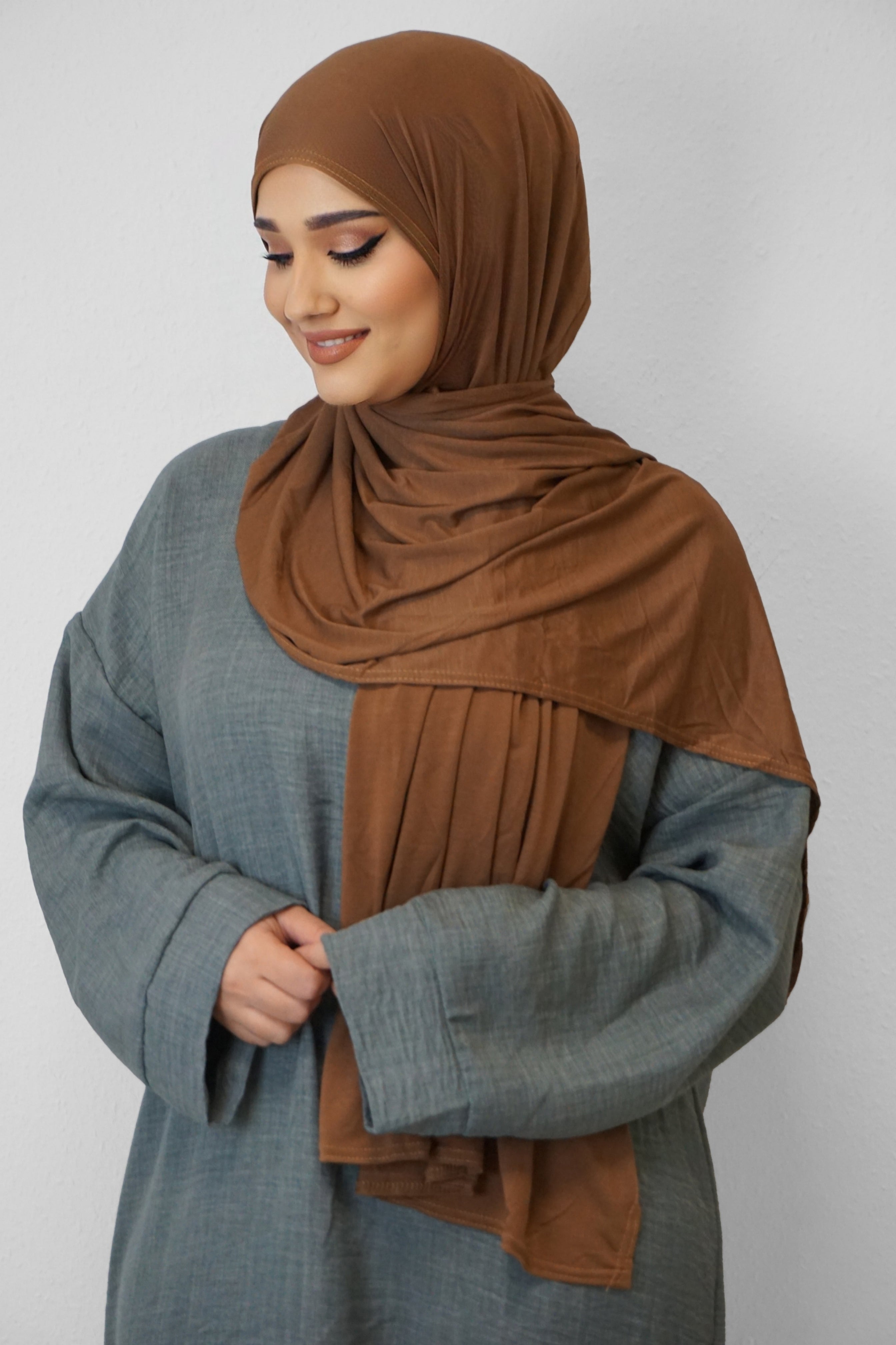 Premium Jersey Hijab Hellbraun