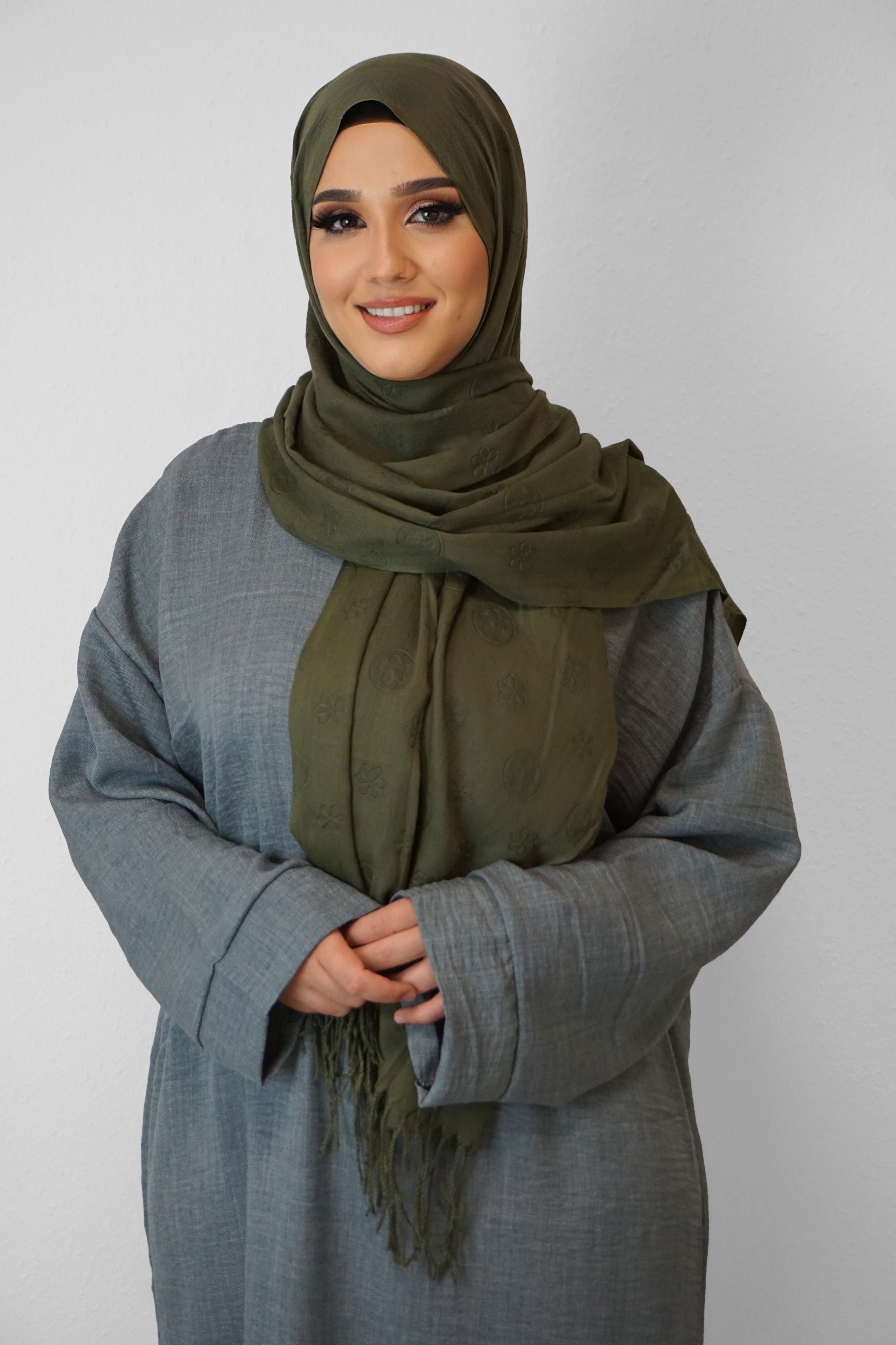 Baumwolle Hijab Zuhur Moosgrün