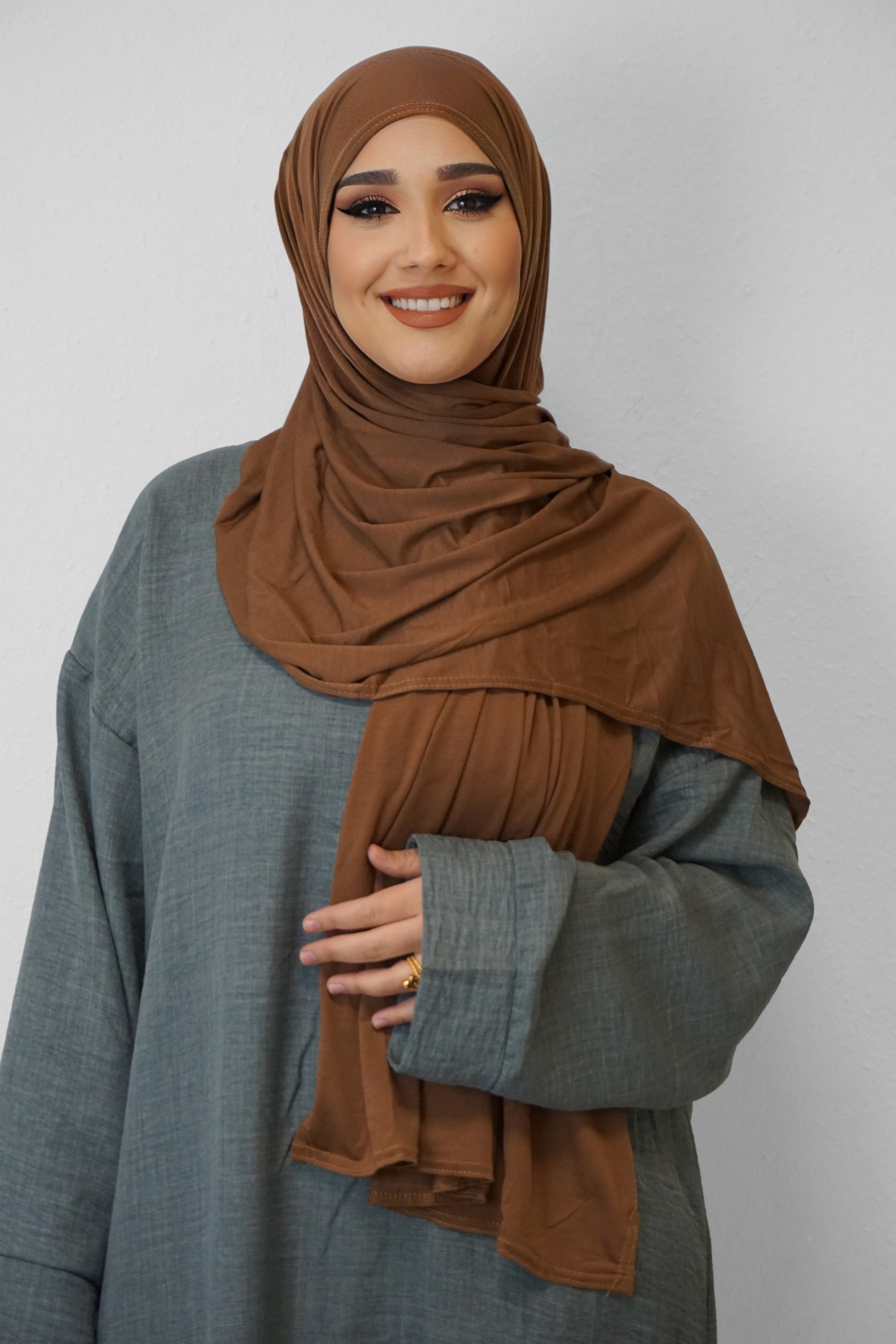 Premium Jersey Hijab Hellbraun