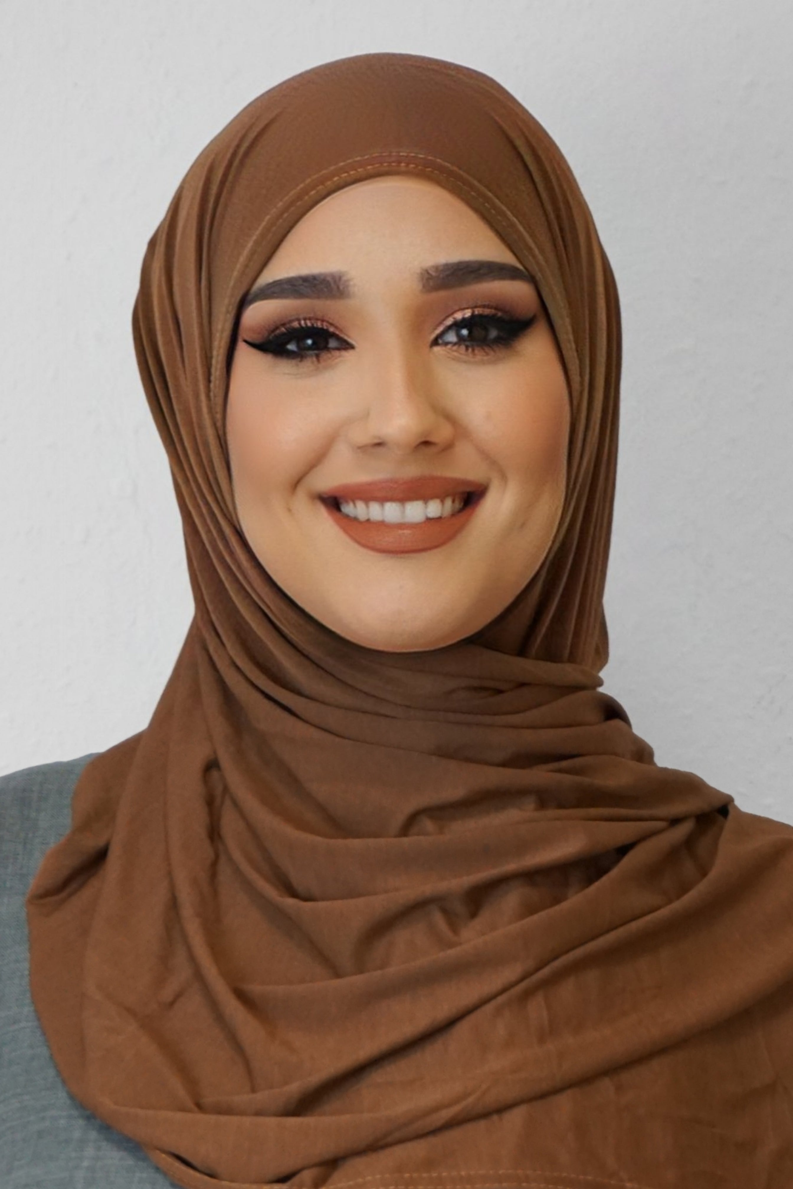Premium Jersey Hijab Hellbraun
