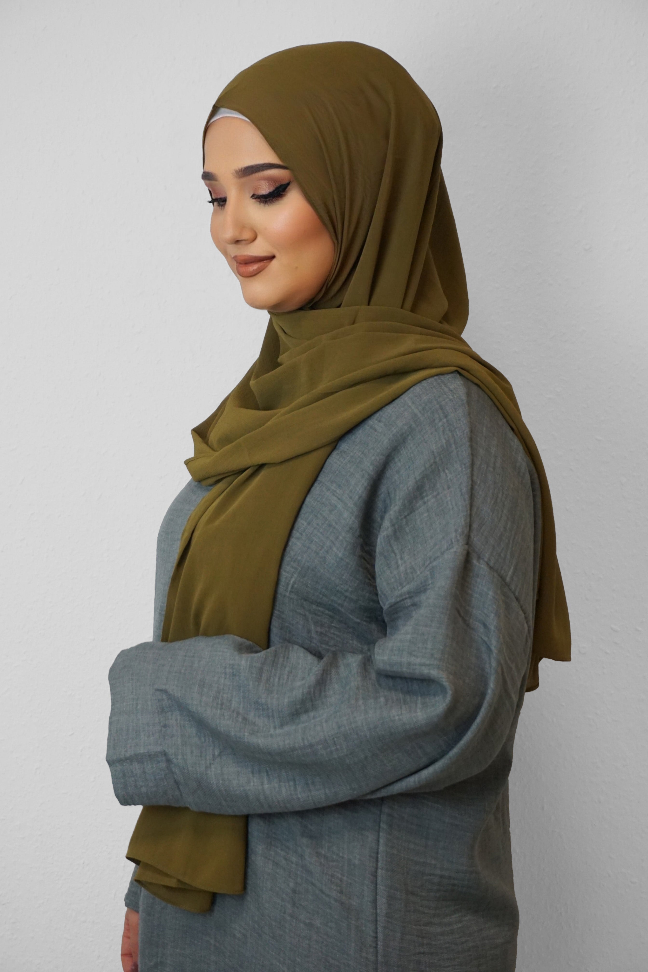 Crinkle Premium Chiffon Hijab Oliv