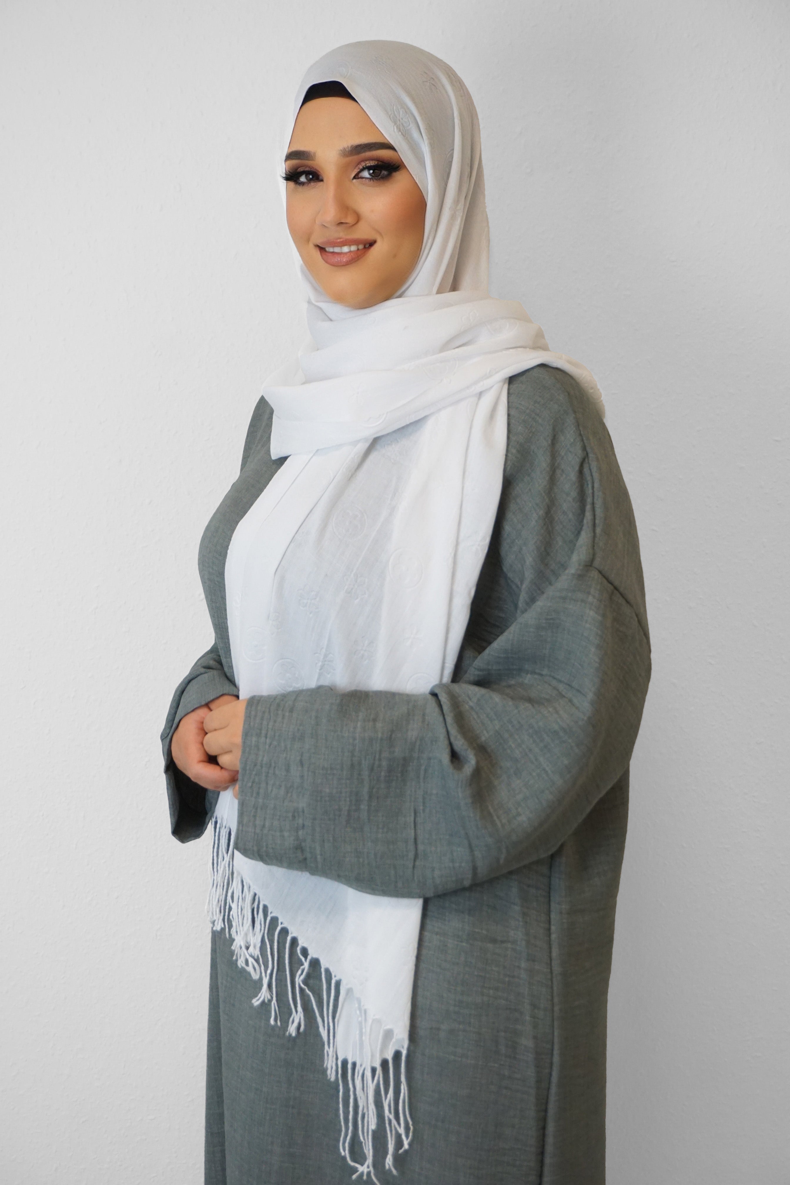 Baumwolle Hijab Zuhur Weiss