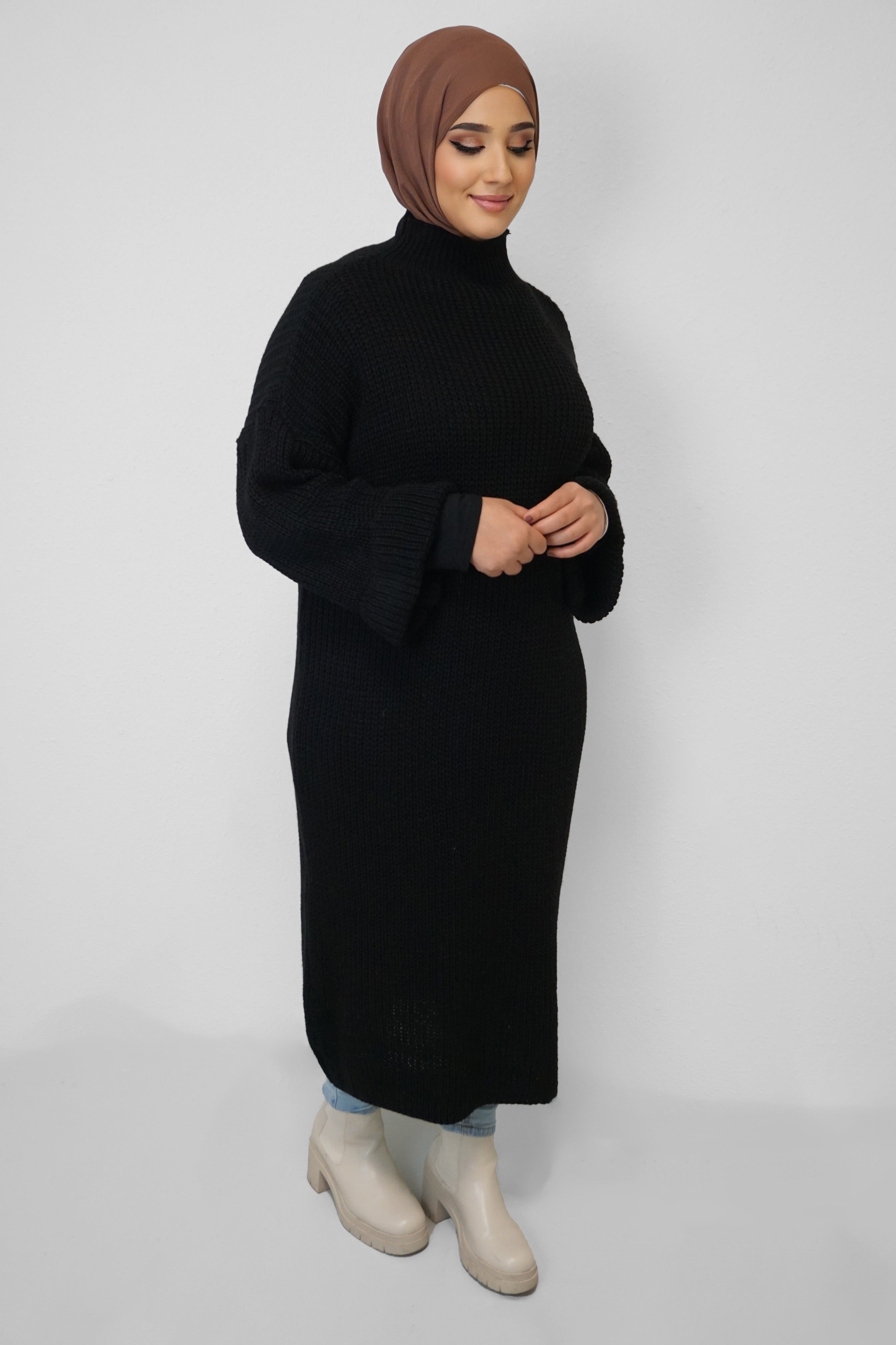 Maxi Strick-Kleid Layla Schwarz