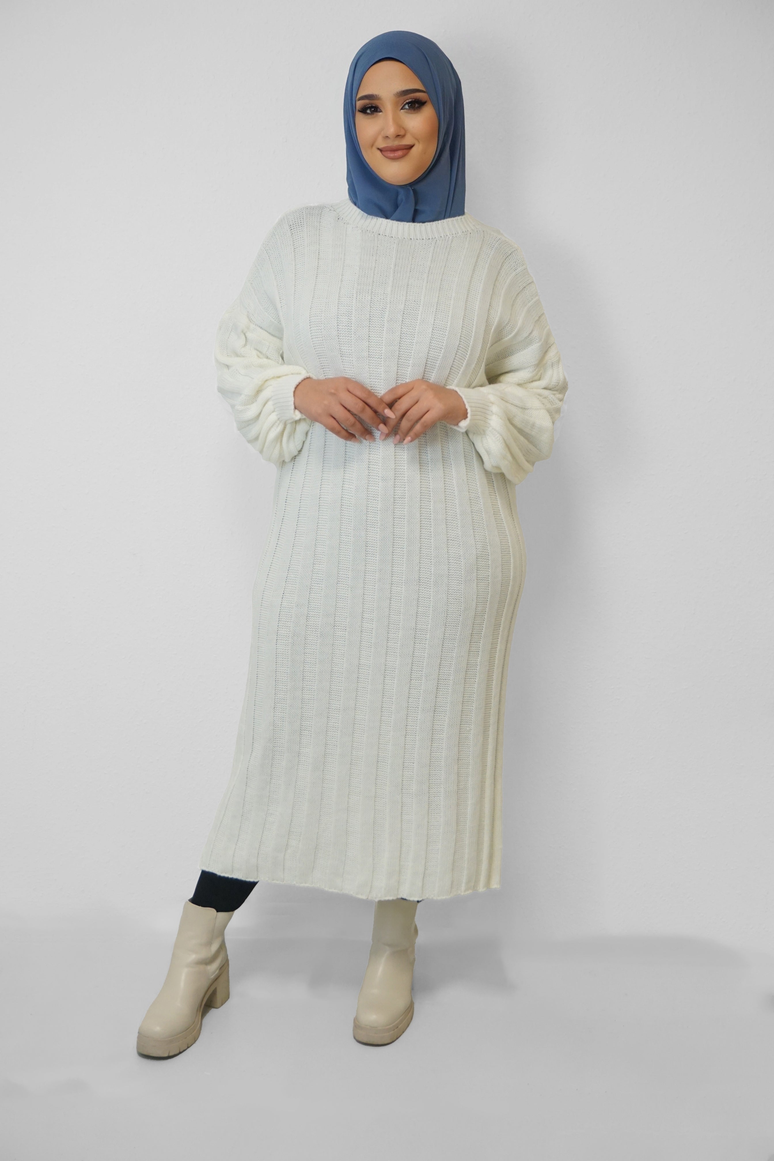 Maxi Strick-Kleid Inas Weiss