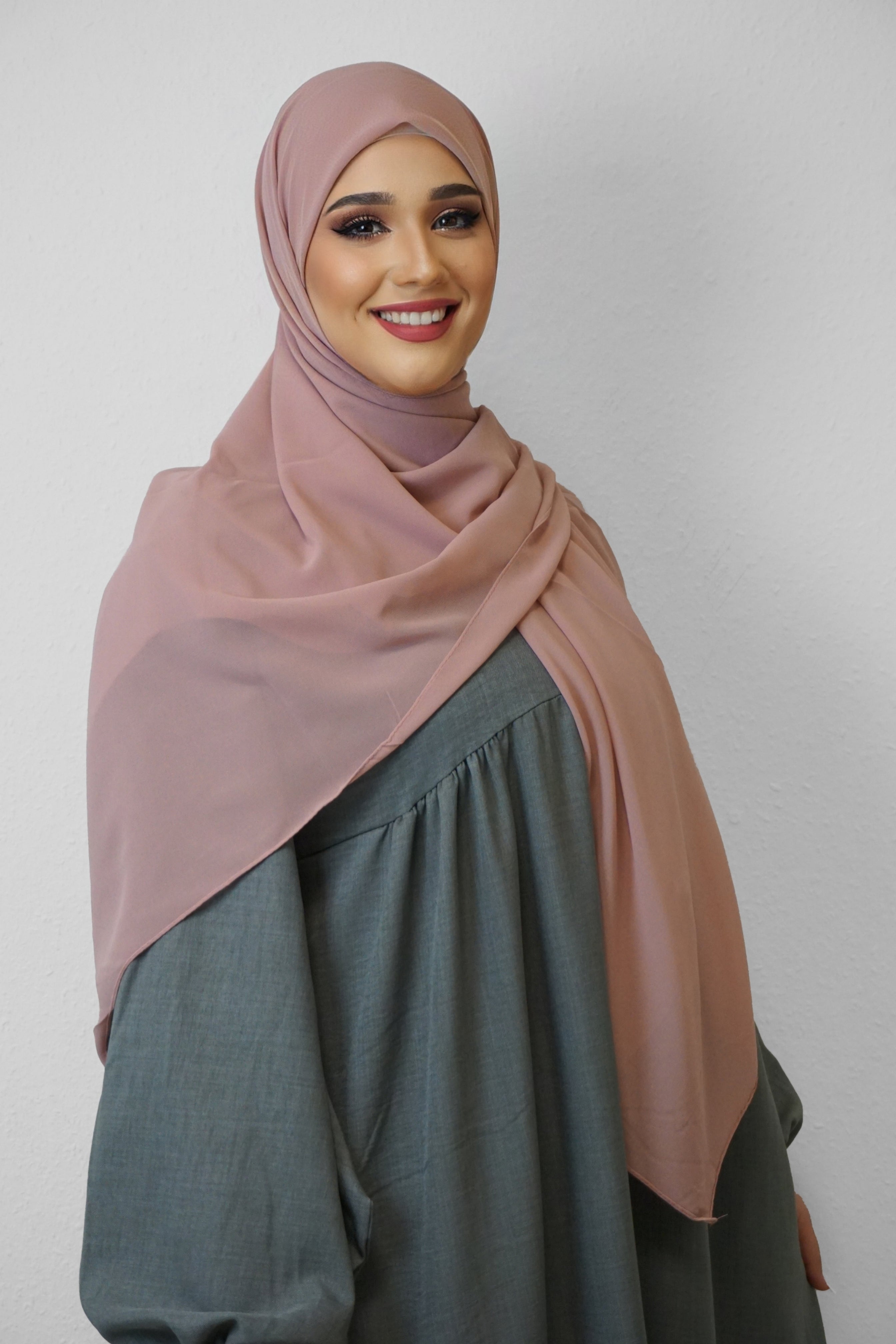 XL Chiffon Quadrat Hijab Lachsrosa