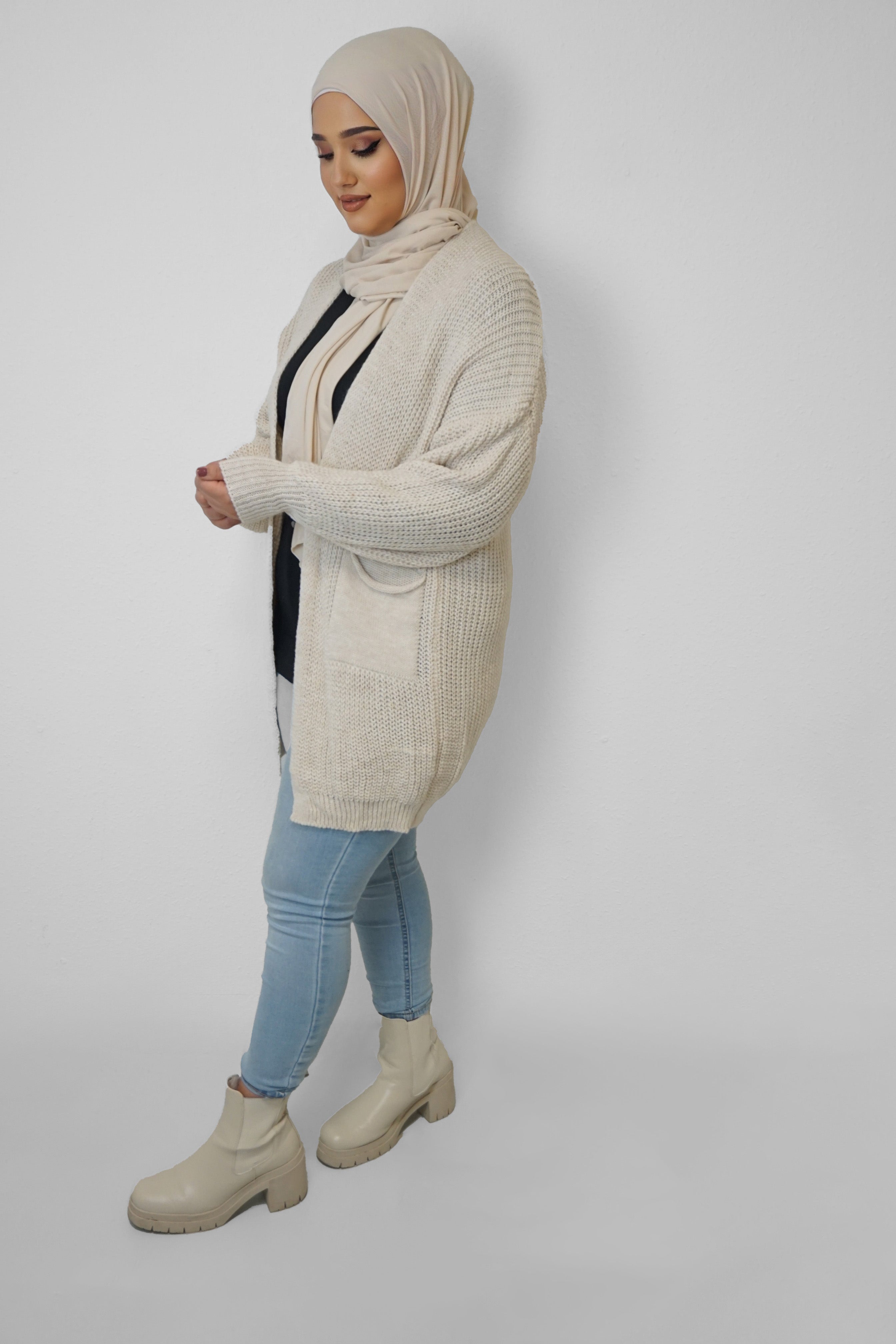 Grobstrick-Cardigan Mira Beige