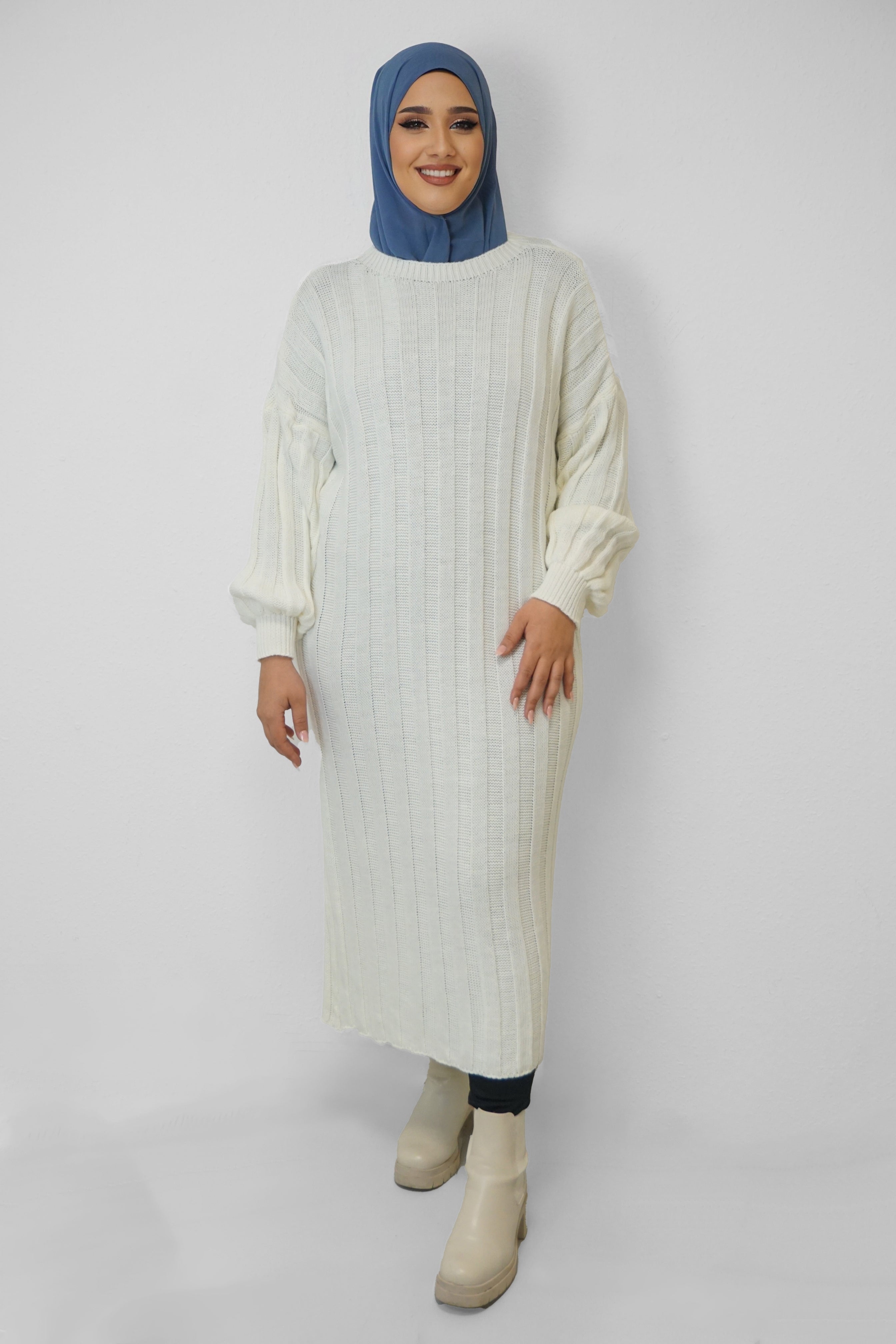 Maxi Strick-Kleid Inas Weiss