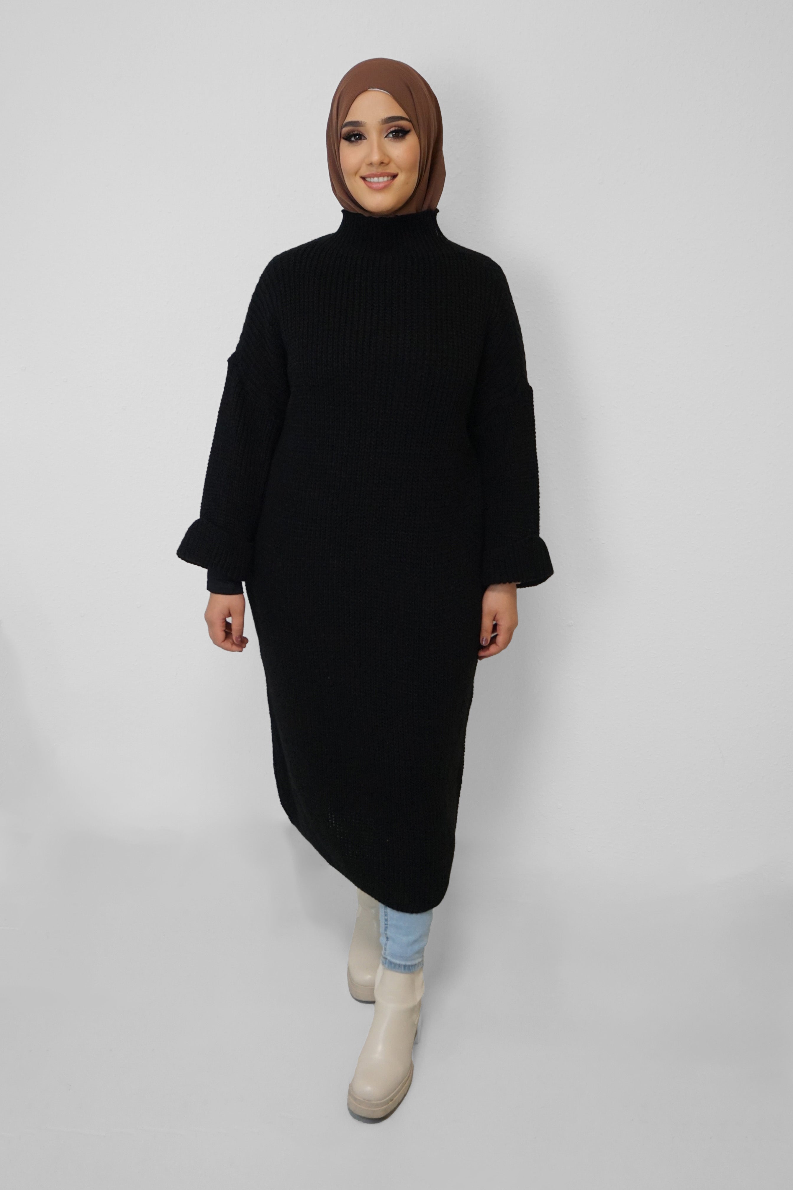 Maxi Strick-Kleid Layla Schwarz