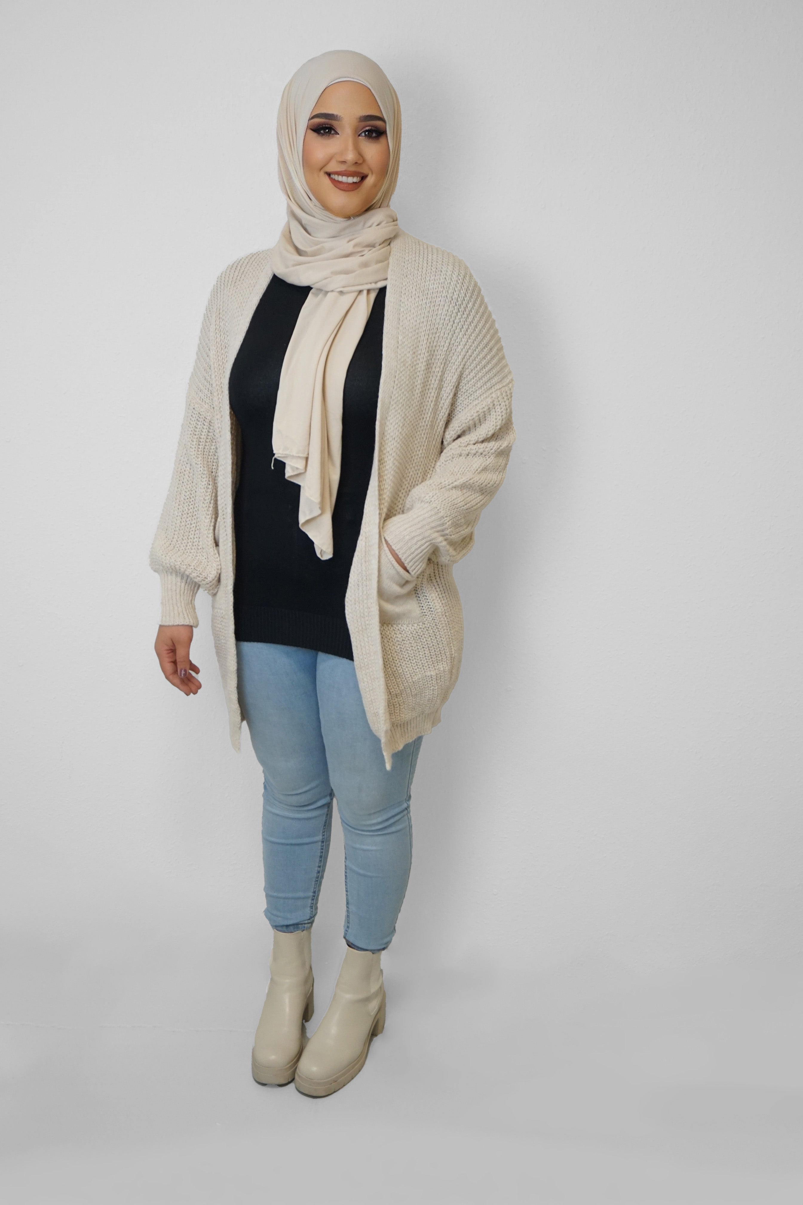 Grobstrick-Cardigan Mira Beige
