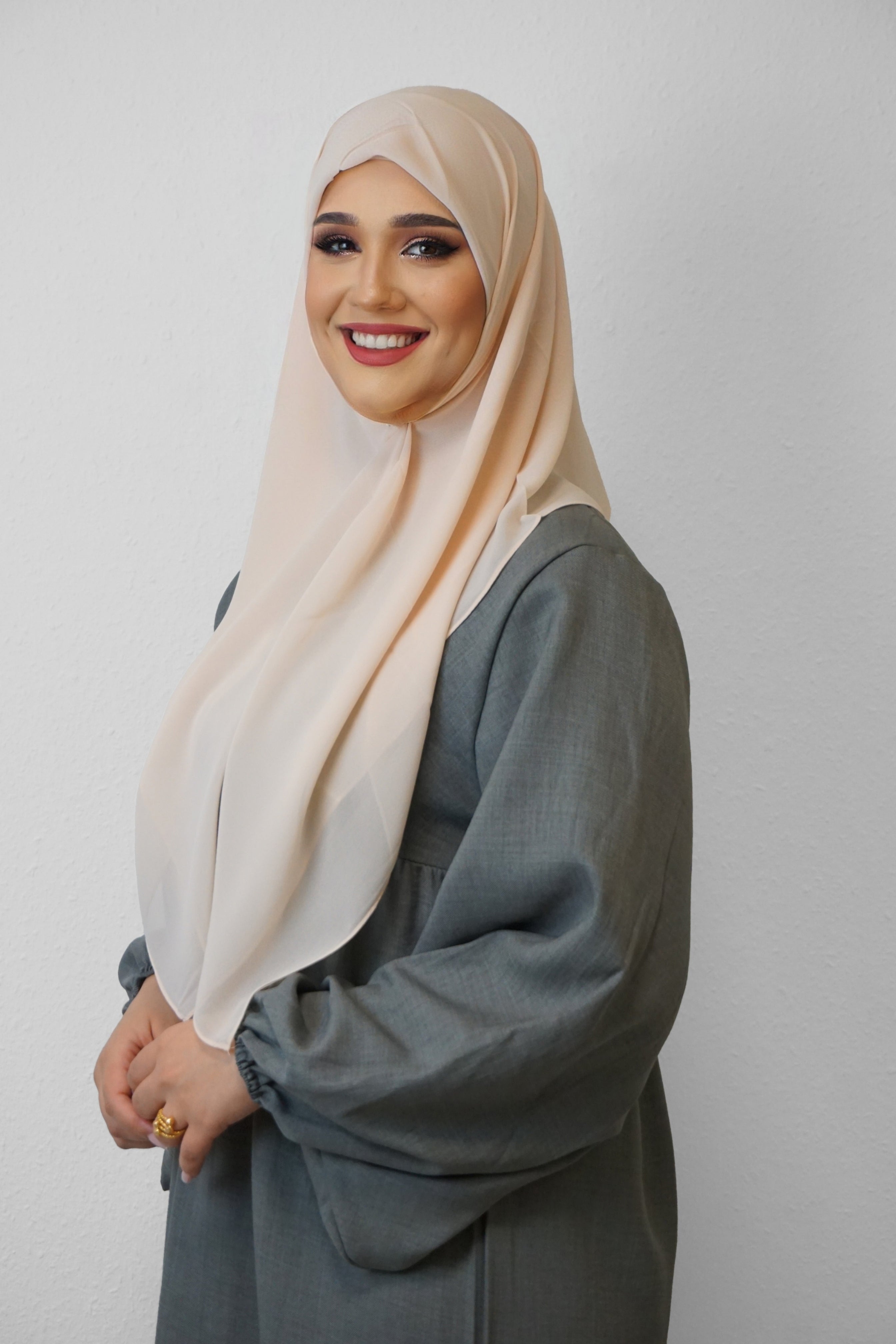 Chiffon Quadrat Hijab Light-Pfirsich