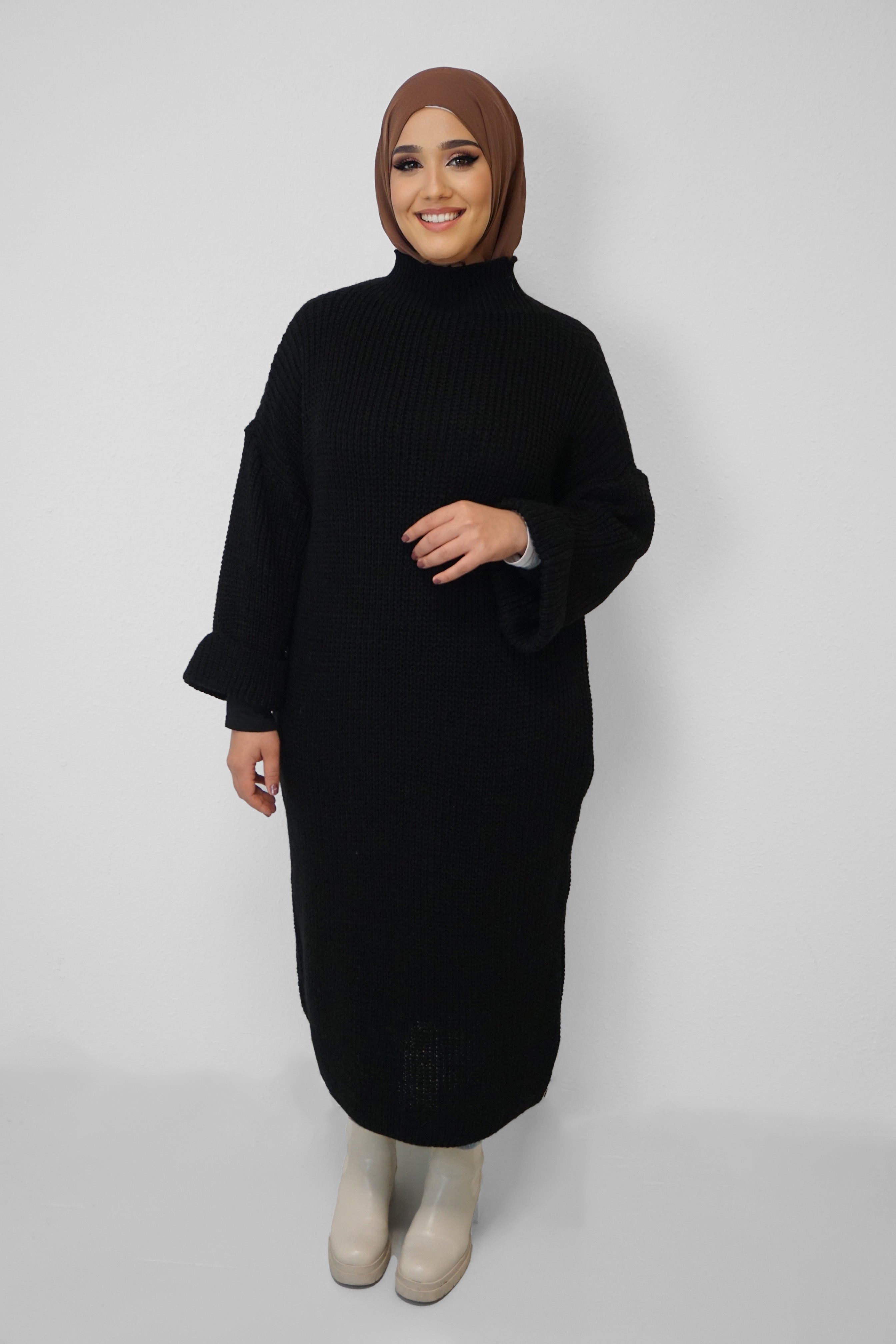 Maxi Strick-Kleid Layla Schwarz