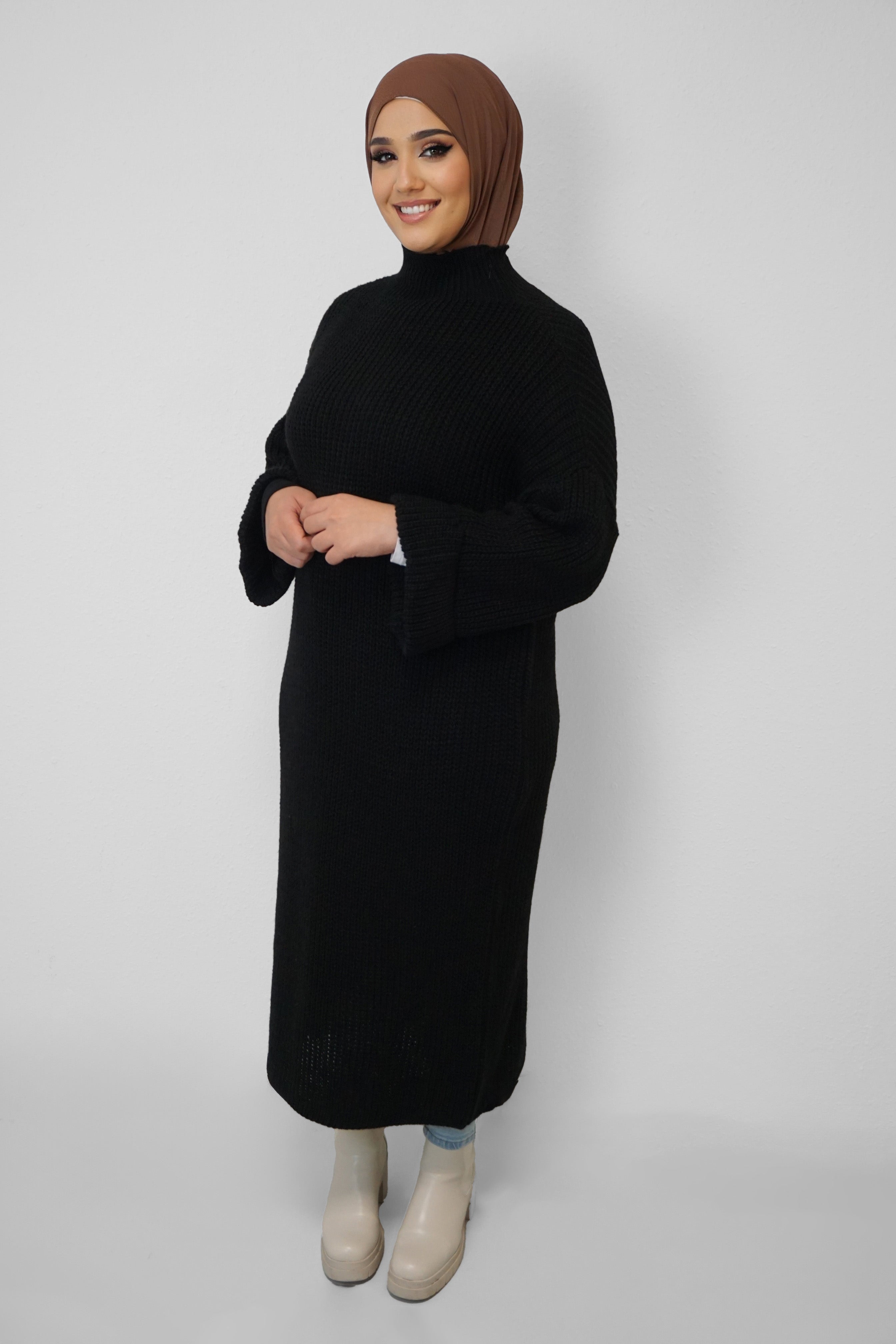 Maxi Strick-Kleid Layla Schwarz