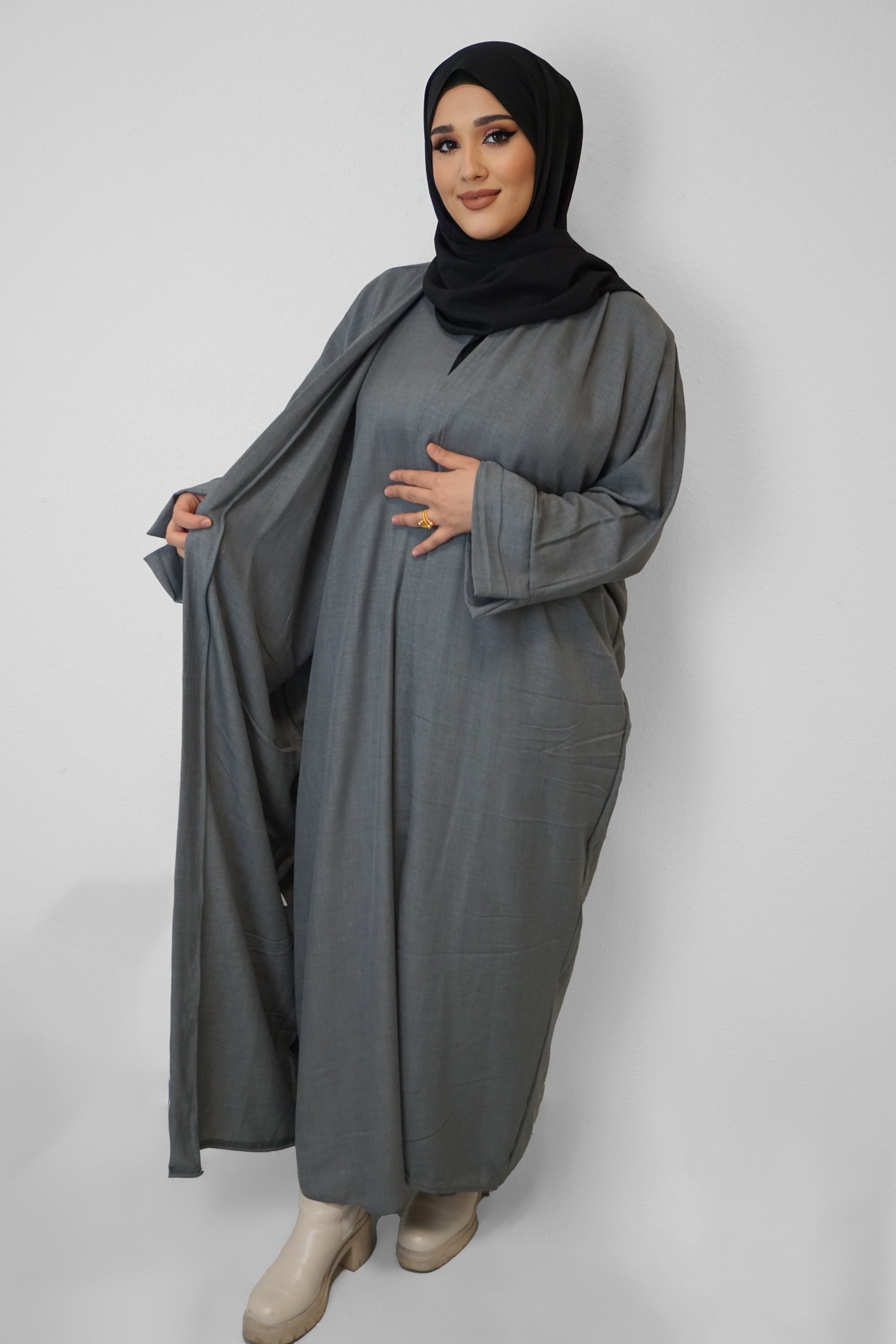 Zwei-Teiler Abaya Nasira Grau