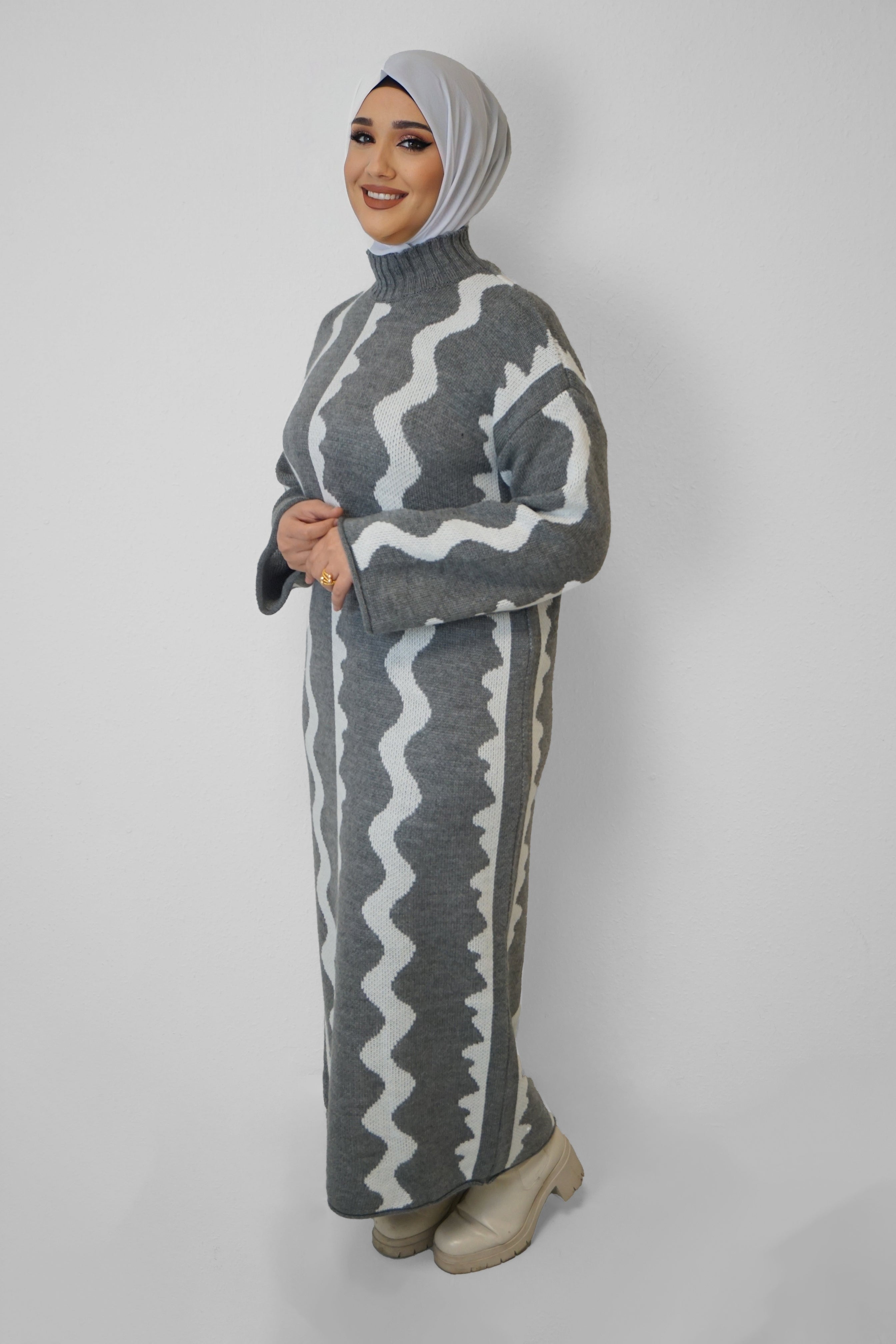 Maxi Strick-Kleid Zeynep Grau