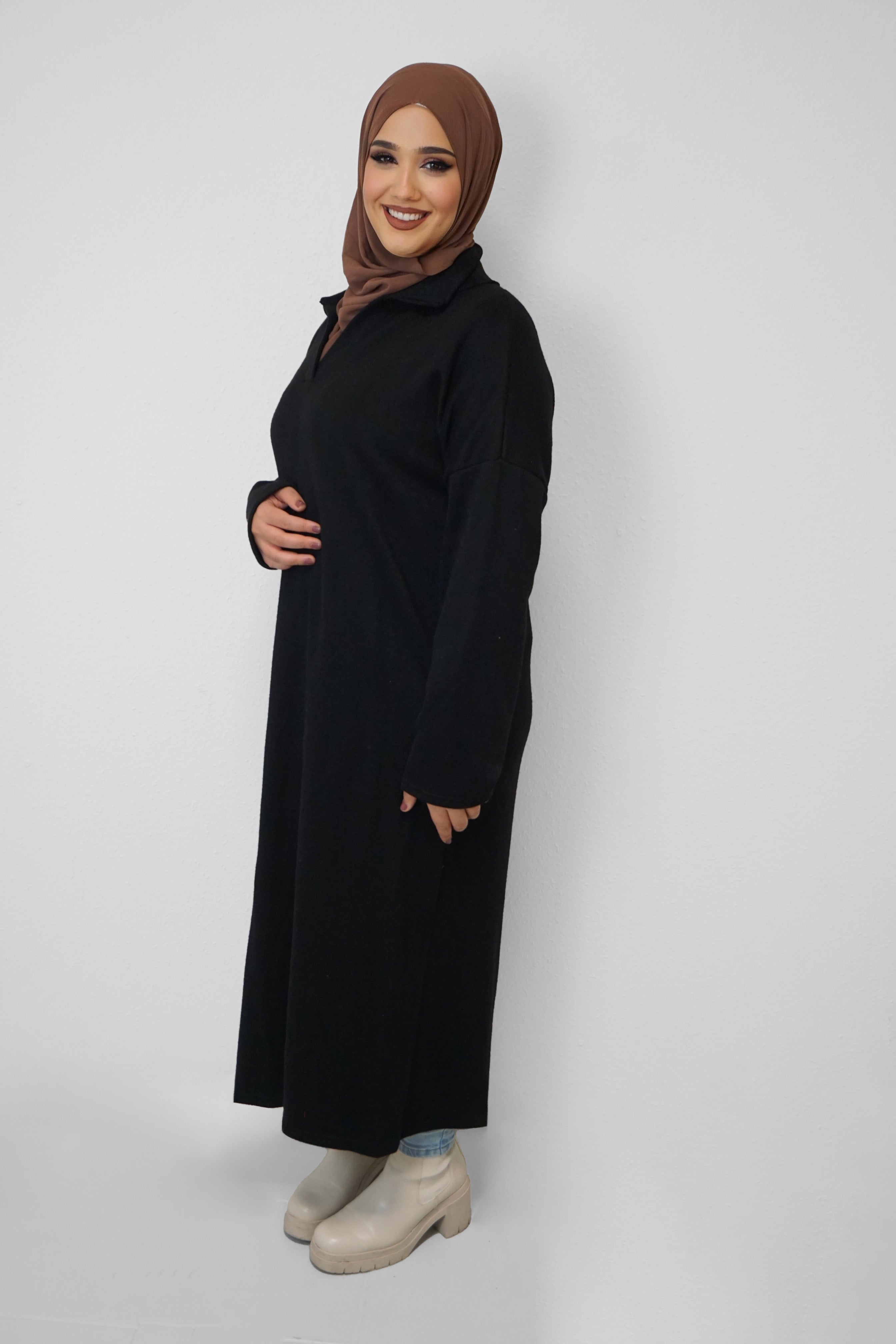 Maxi Strick-Kleid Dima Schwarz