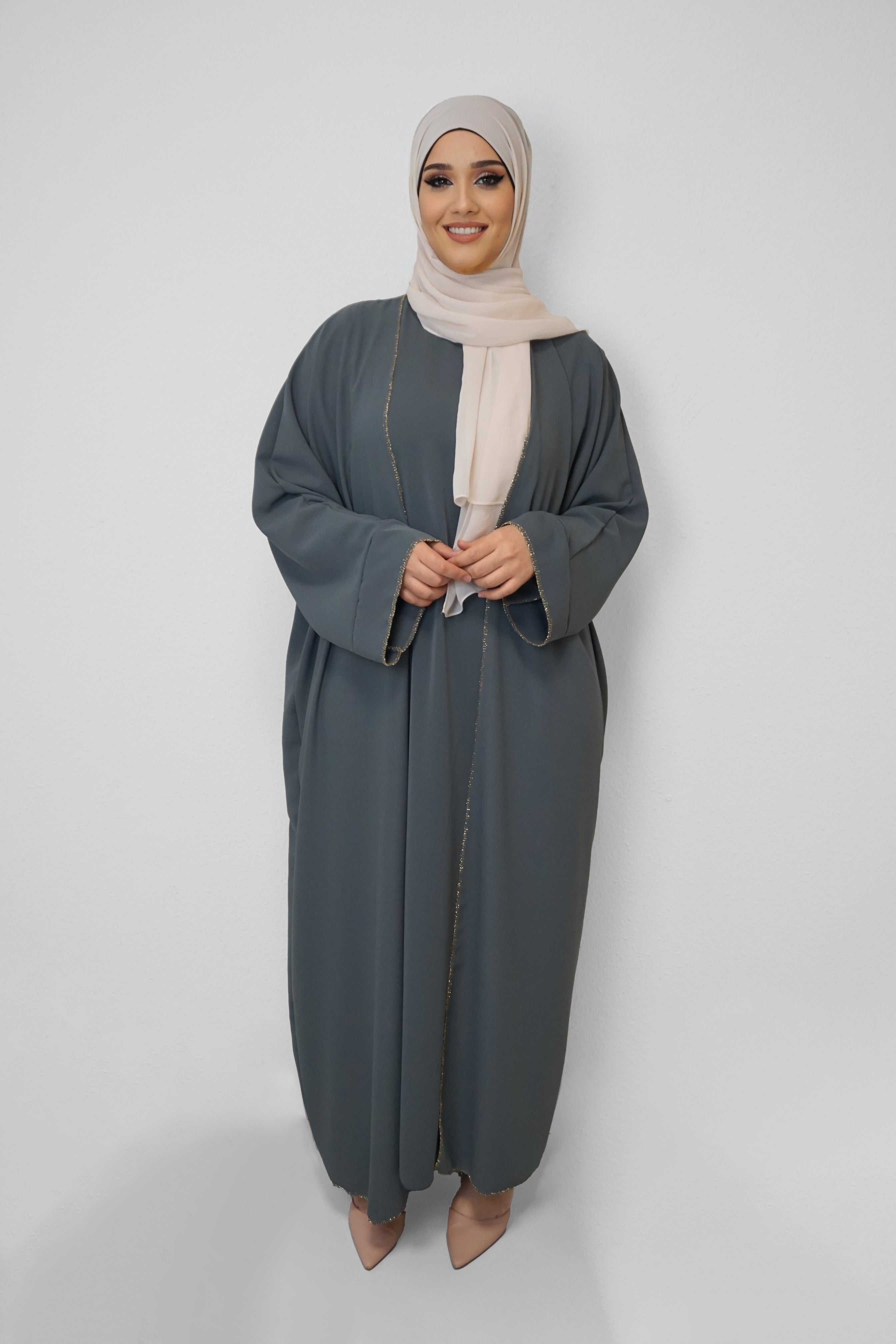 Zwei-Teiler Abaya Saddaya Dunkelgrau