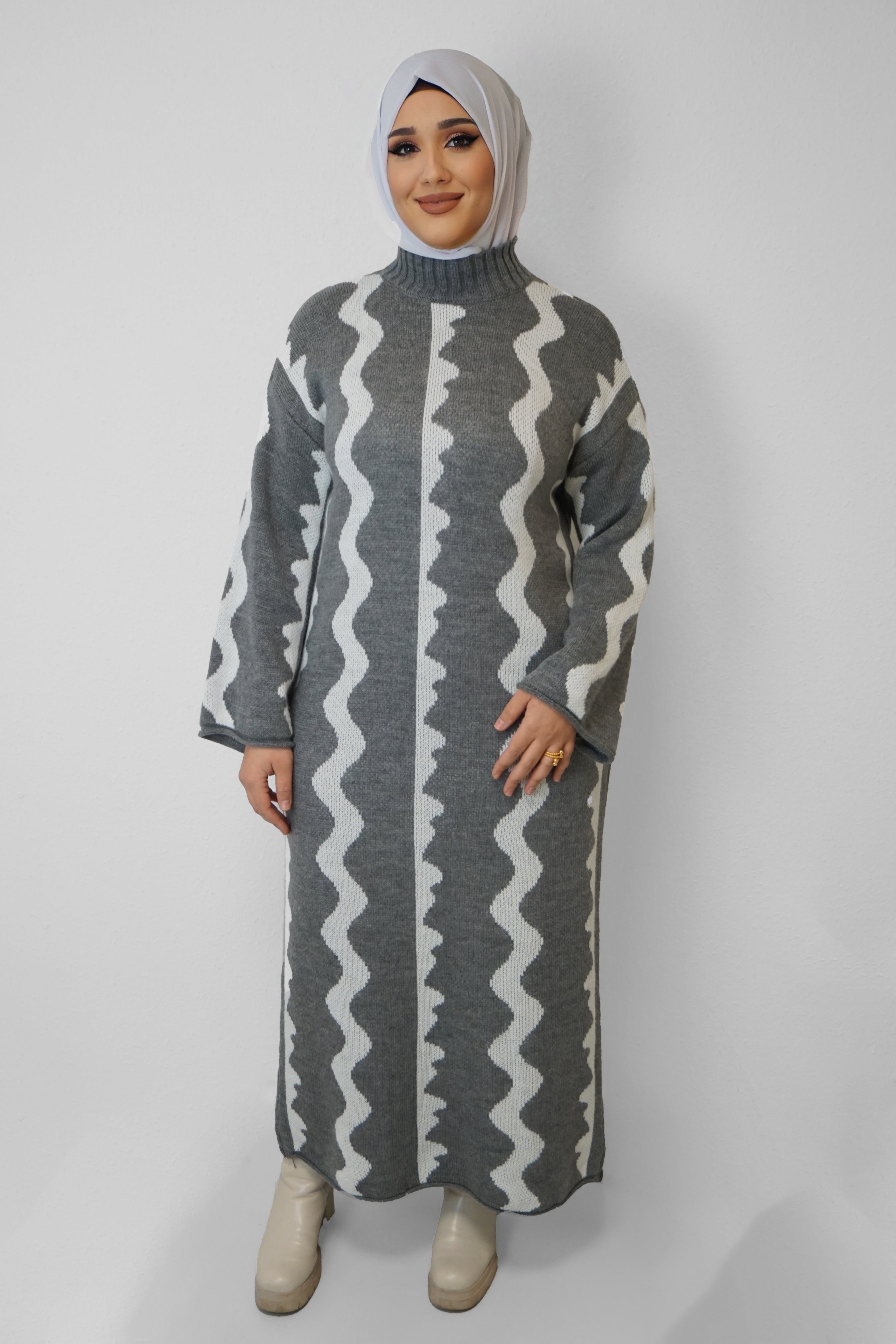 Maxi Strick-Kleid Zeynep Grau