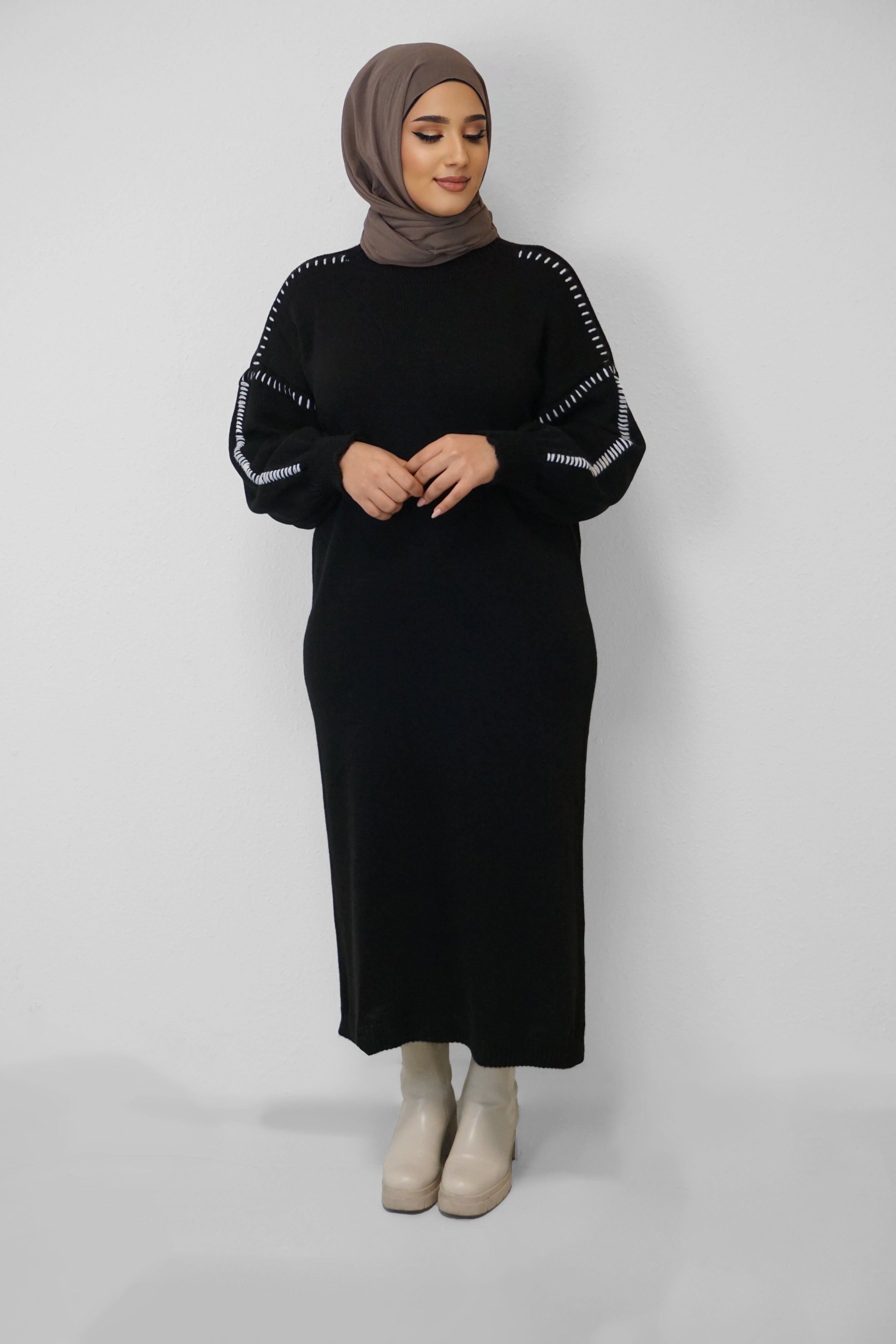 Maxi Strick-Kleid Kamela Schwarz