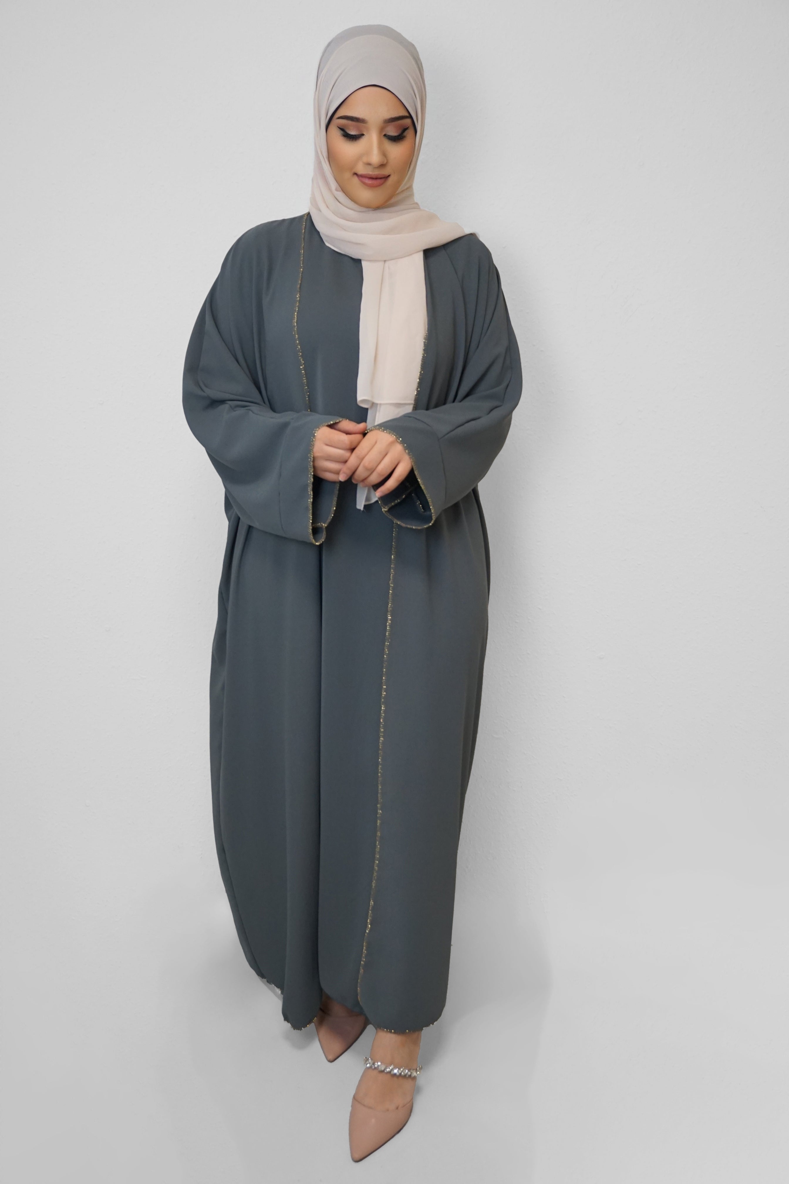 Zwei-Teiler Abaya Saddaya Dunkelgrau