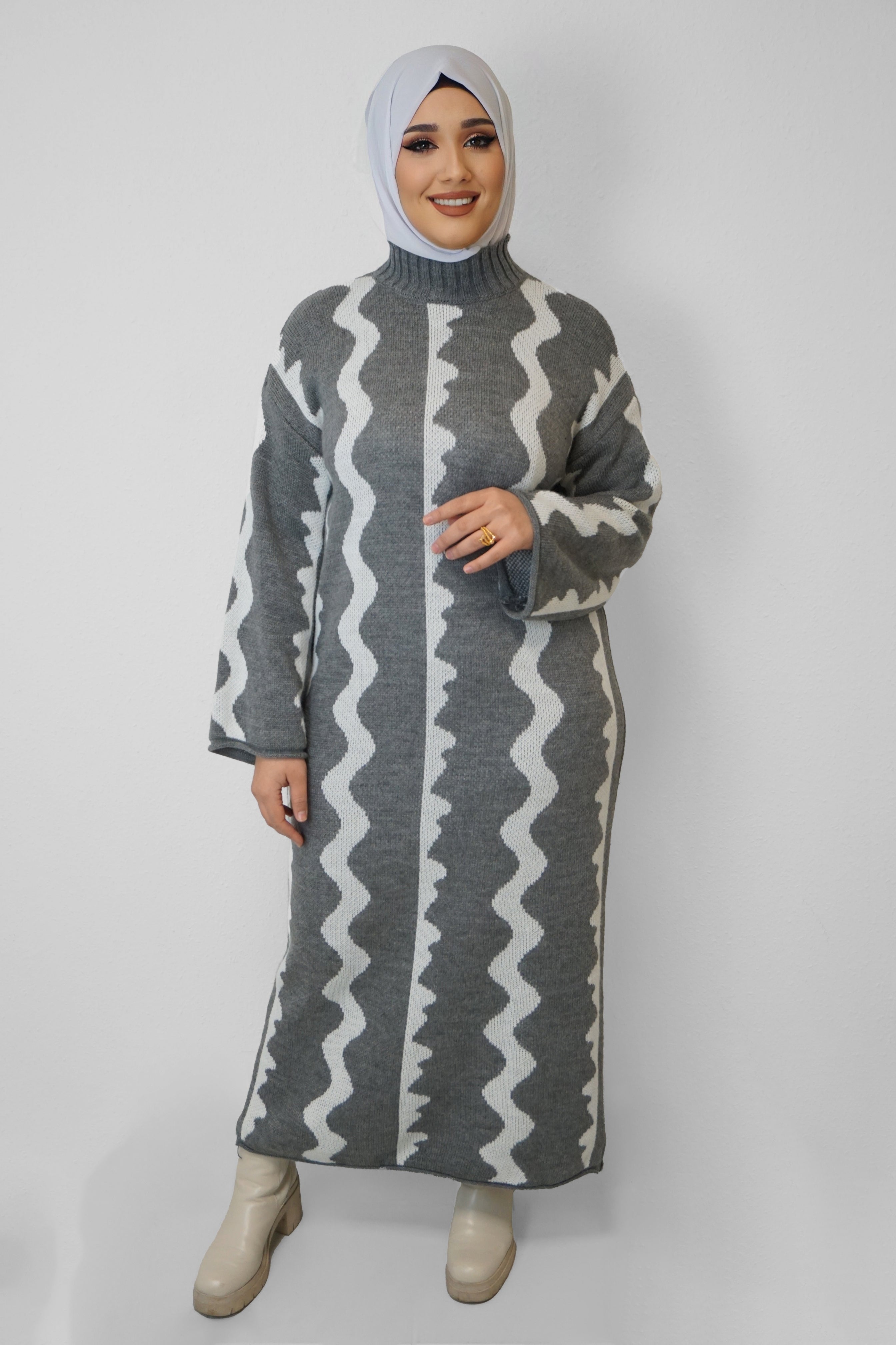 Maxi Strick-Kleid Zeynep Grau