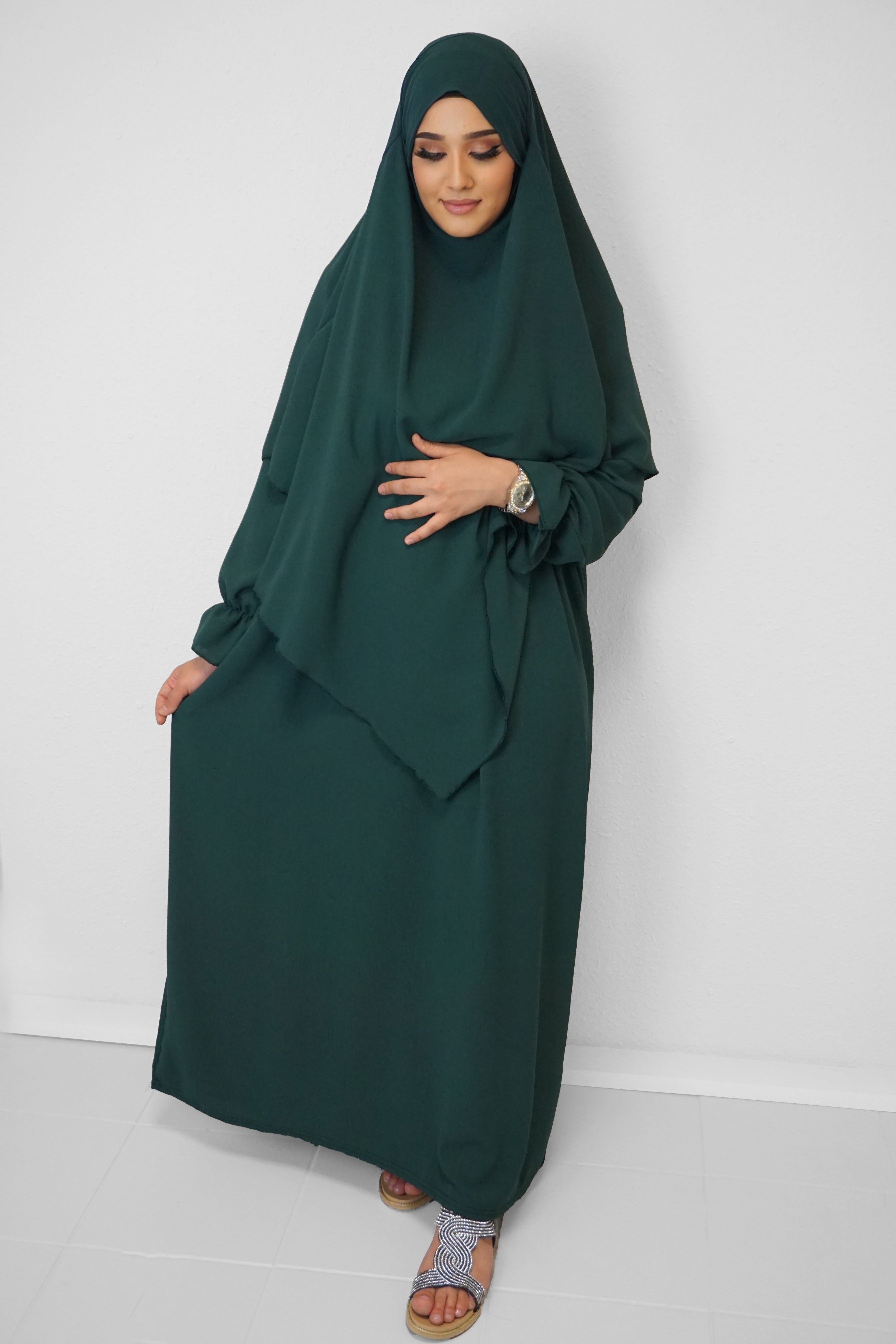 Jazz Khimar-Abaya Smaragdgrün