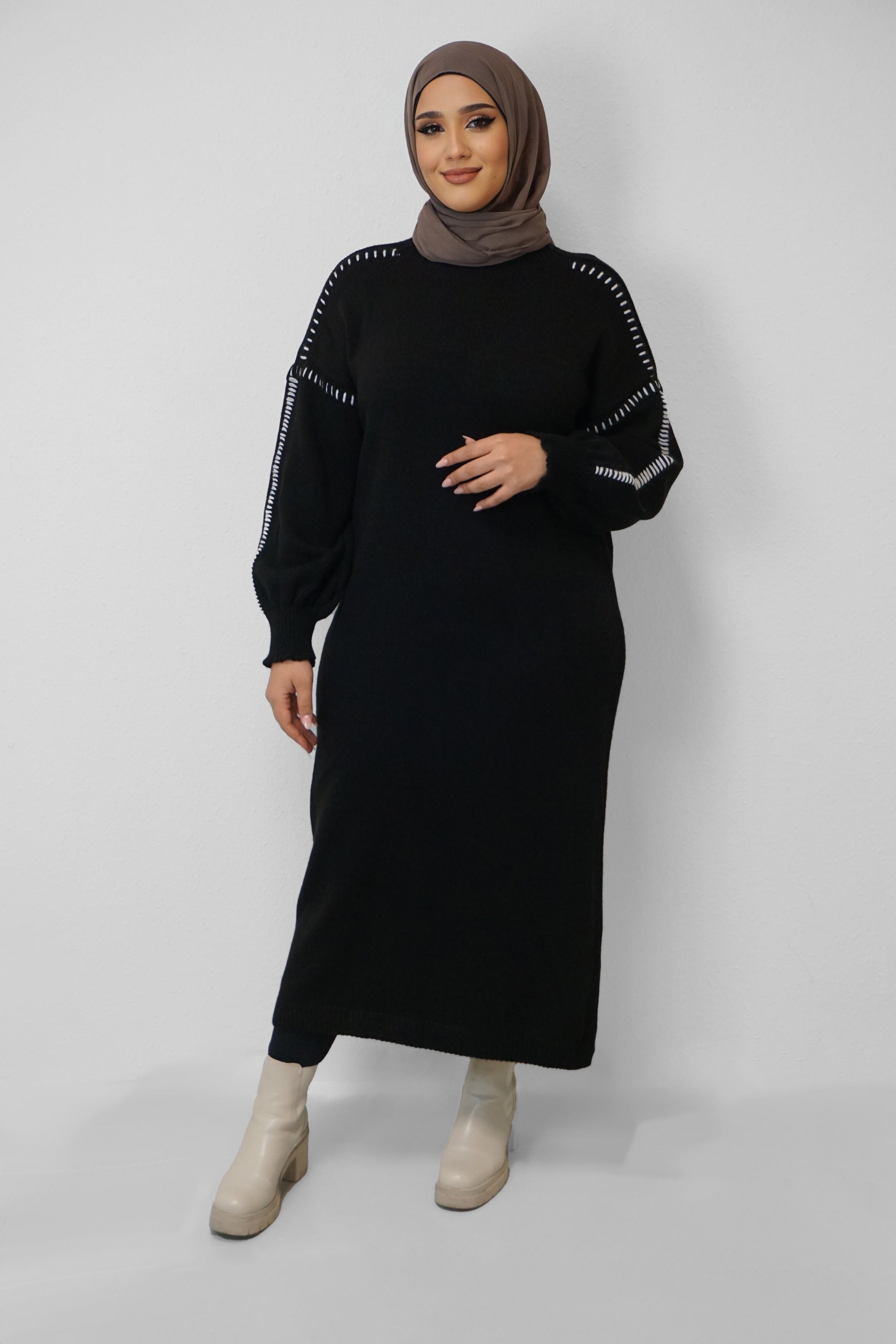 Maxi Strick-Kleid Kamela Schwarz