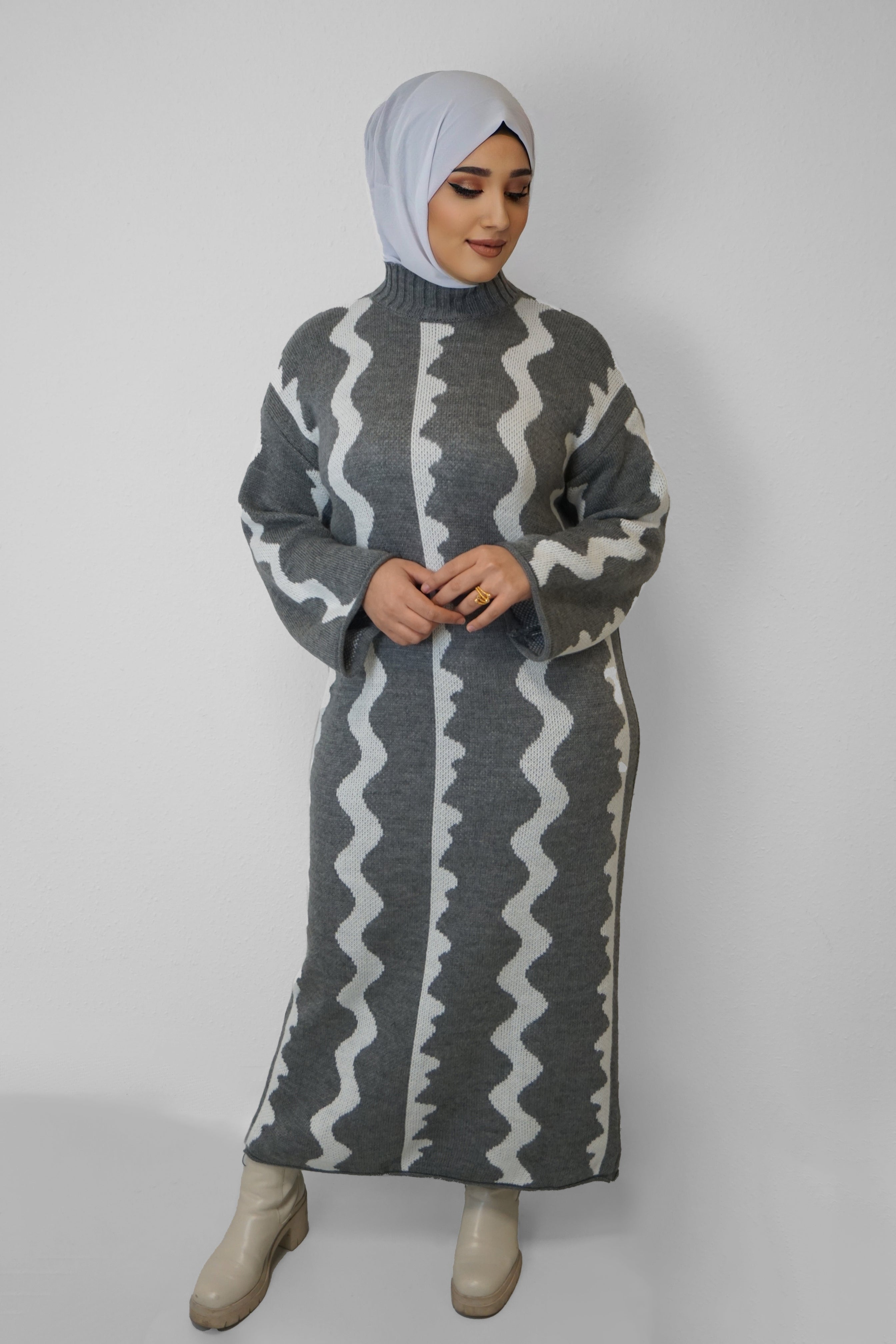 Maxi Strick-Kleid Zeynep Grau