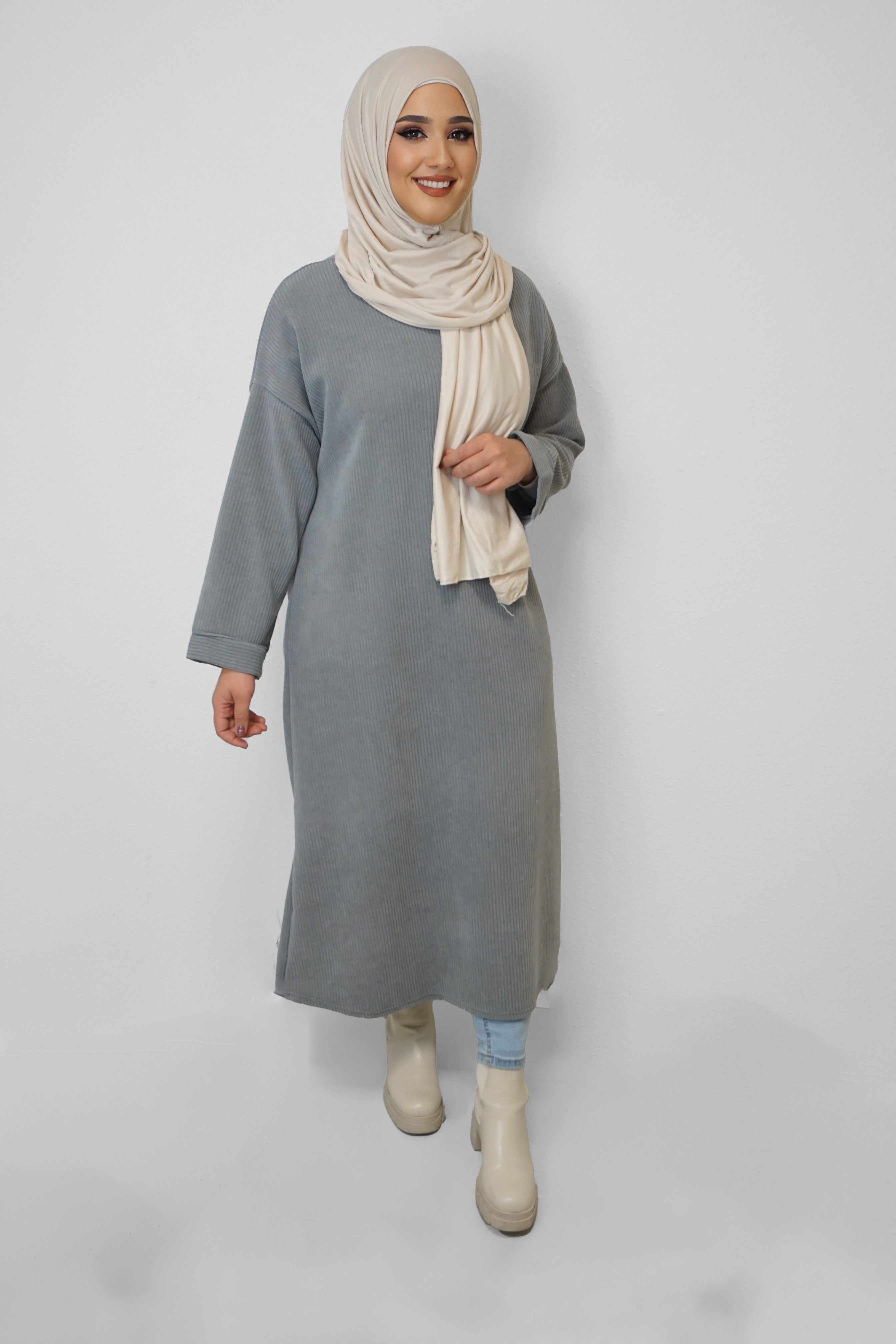 Cord Kleid Dunja Grau