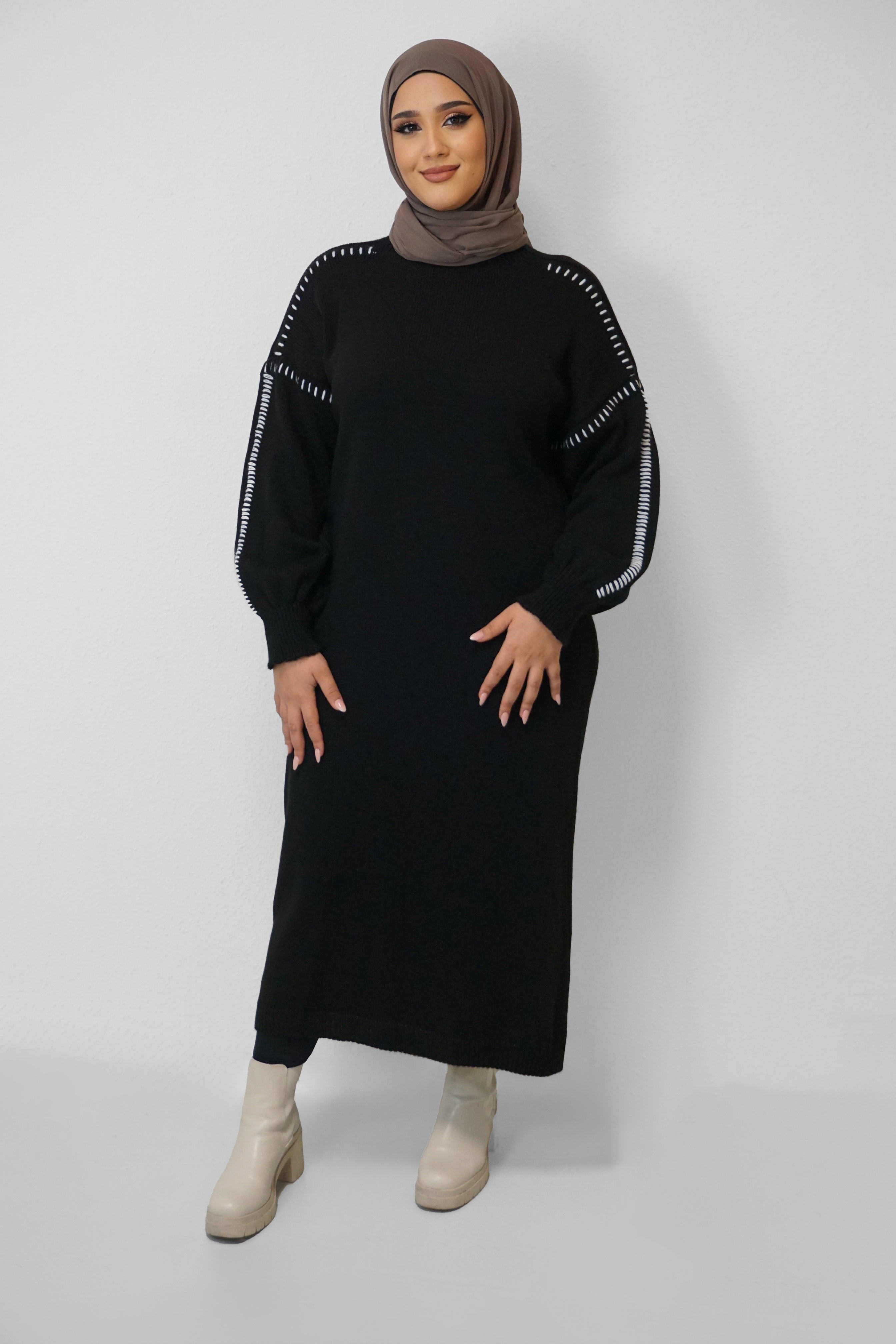 Maxi Strick-Kleid Kamela Schwarz