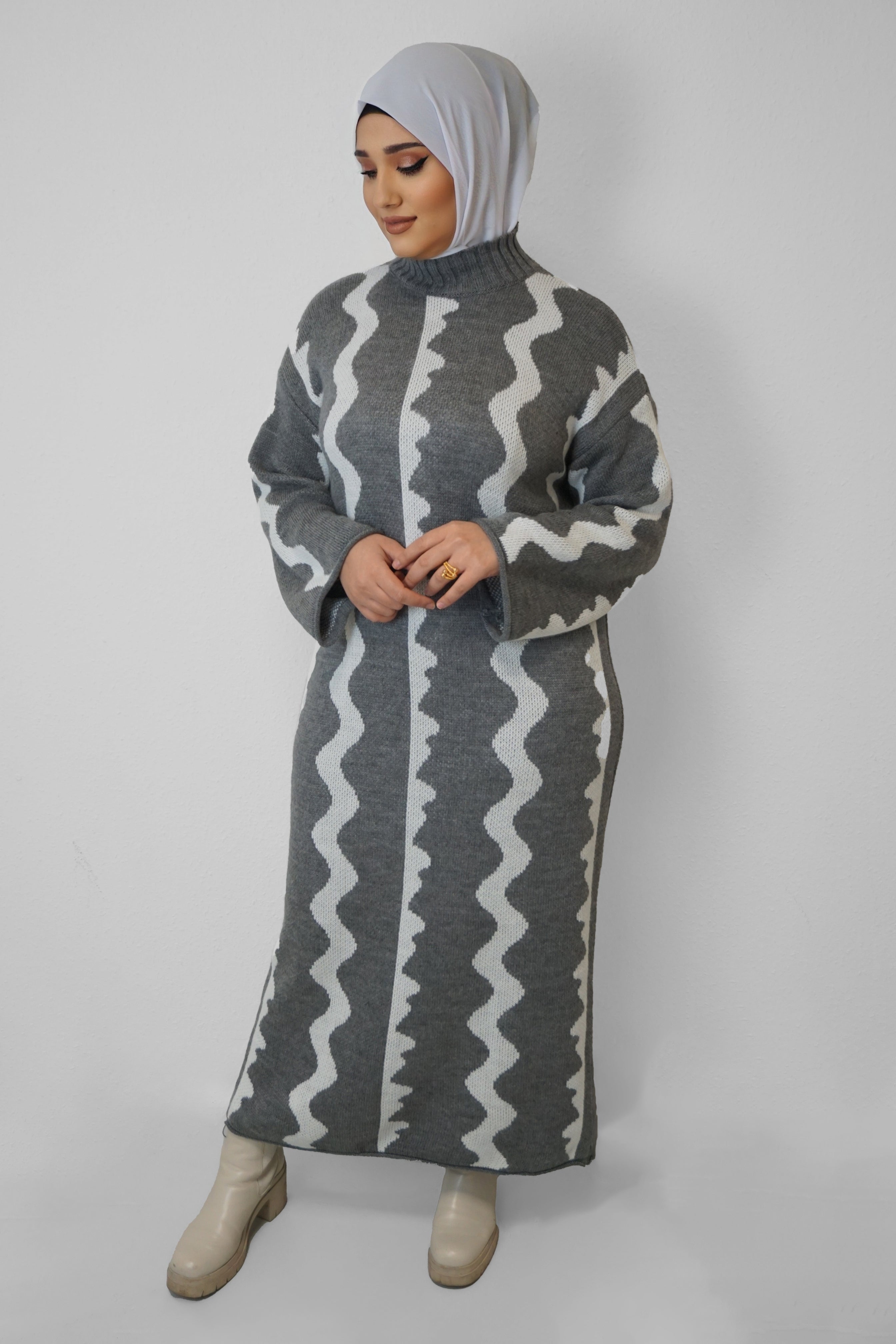 Maxi Strick-Kleid Zeynep Grau