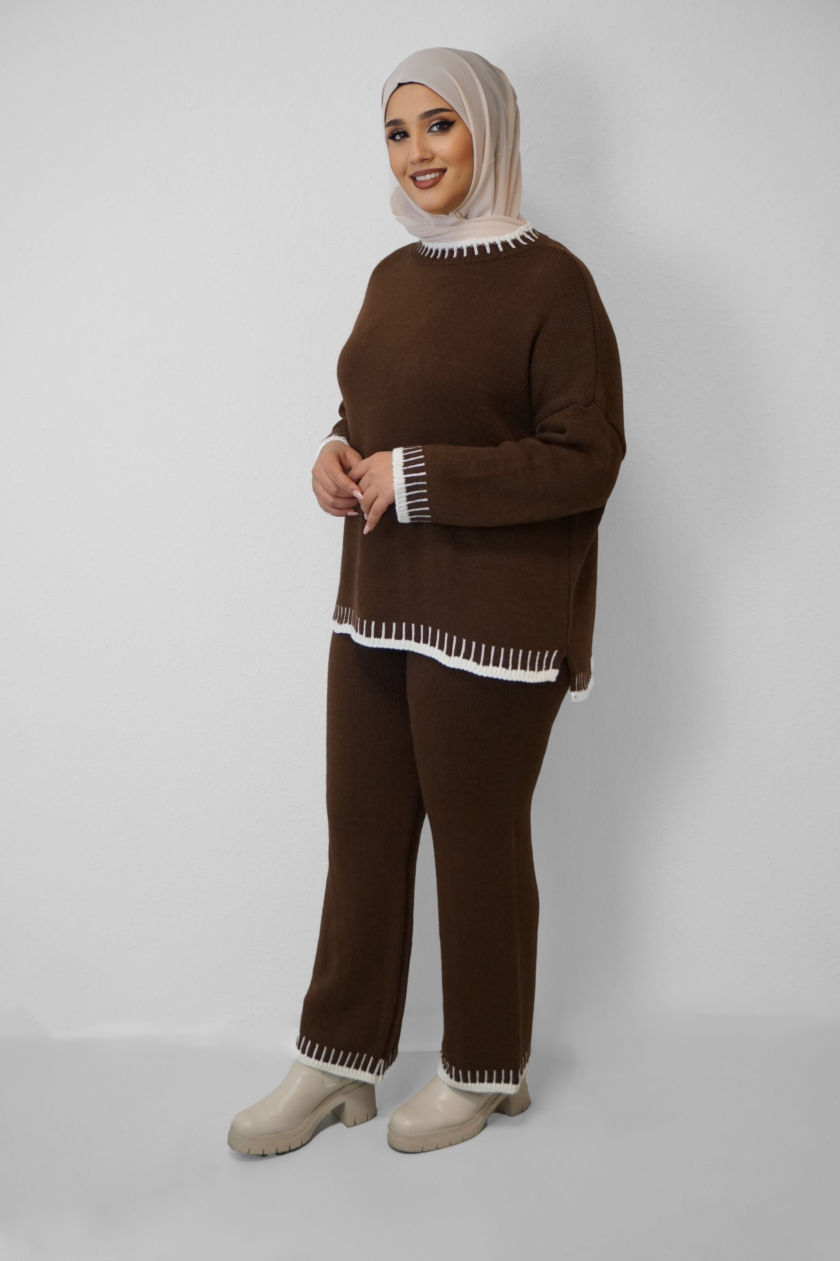 Strick Zwei-Teiler Hazar Braun