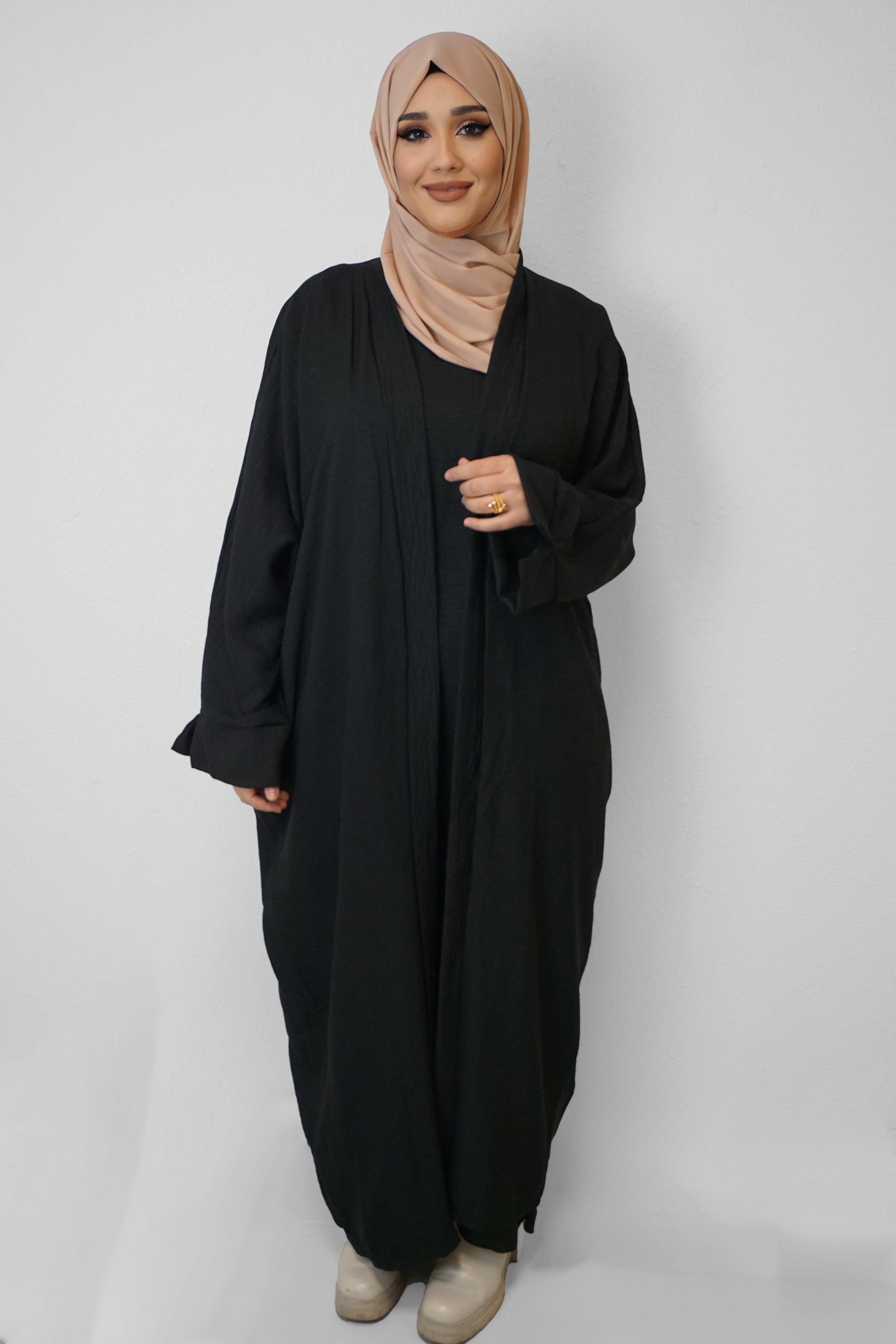 Zwei-Teiler Abaya Nasira Schwarz