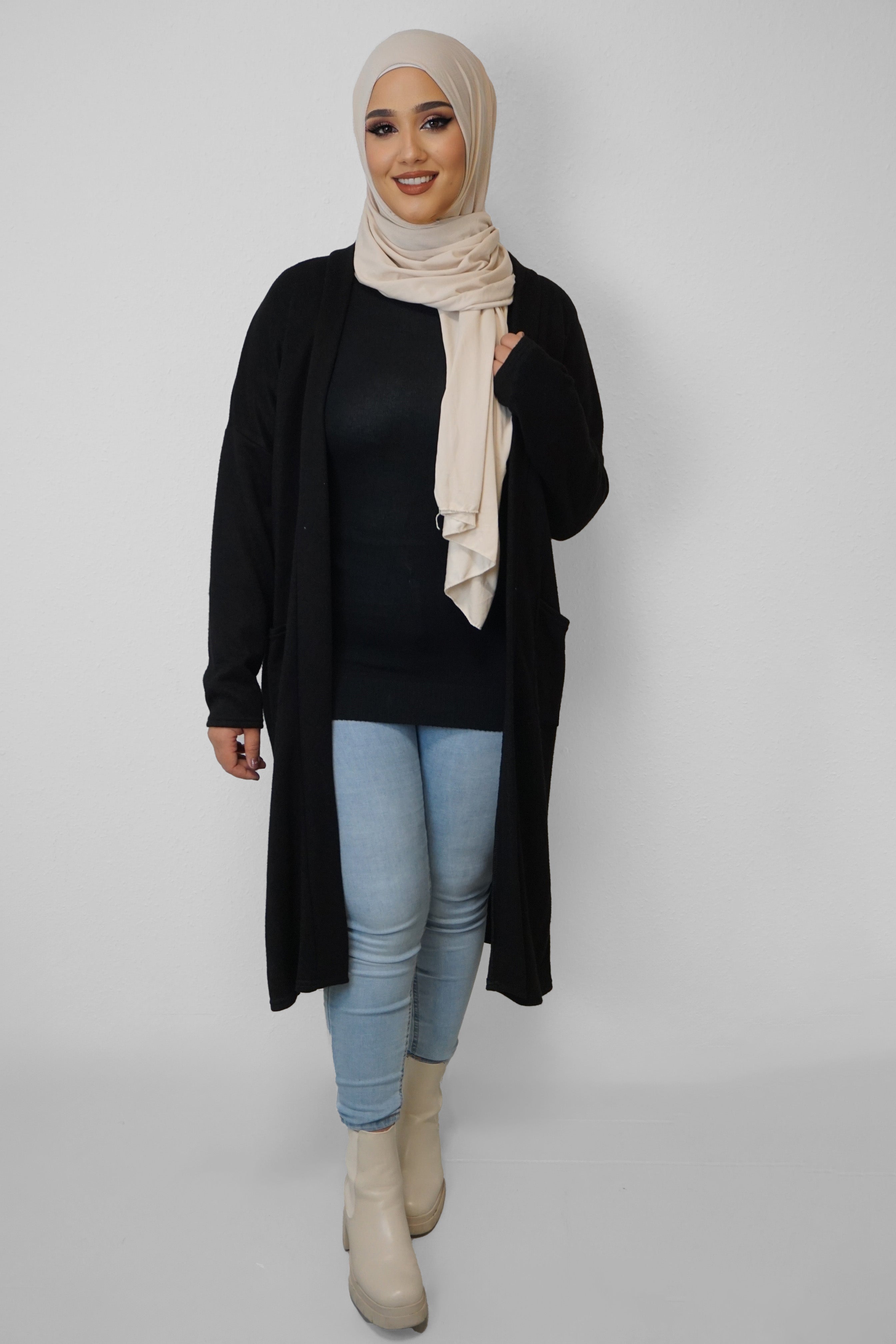 Feinstrick-Cardigan Saira Schwarz