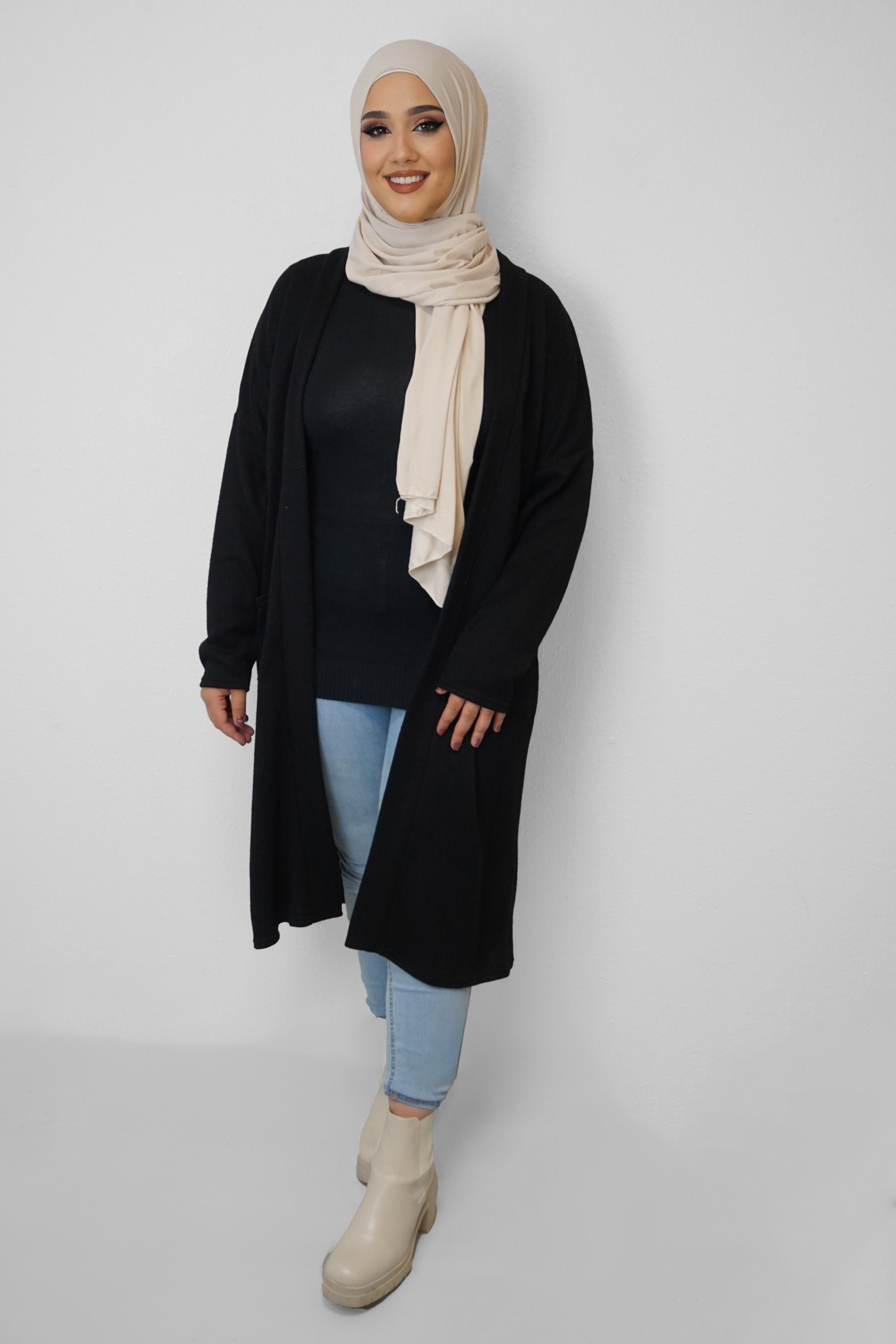 Feinstrick-Cardigan Saira Schwarz