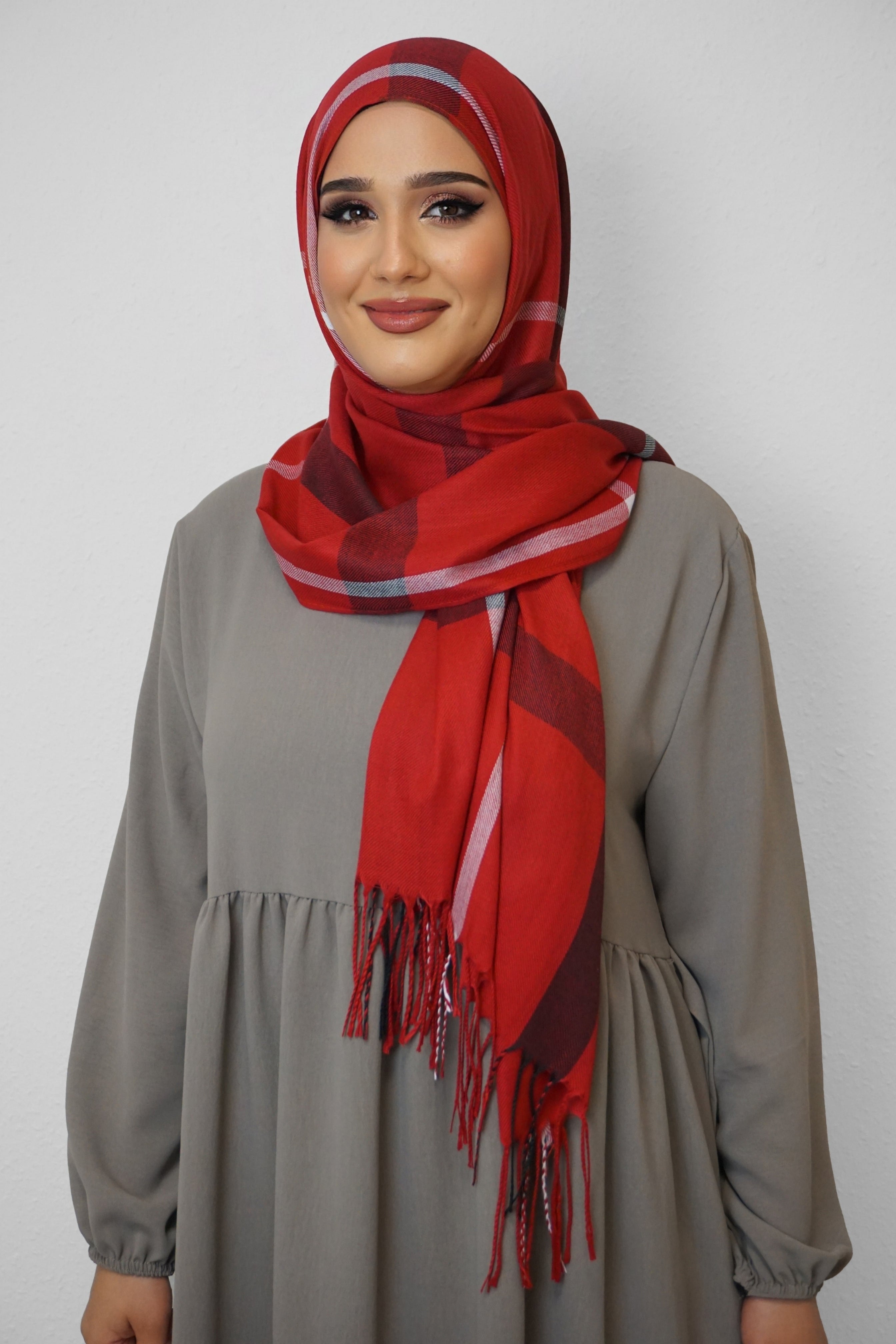 Baumwolle Hijab Aziza Rot