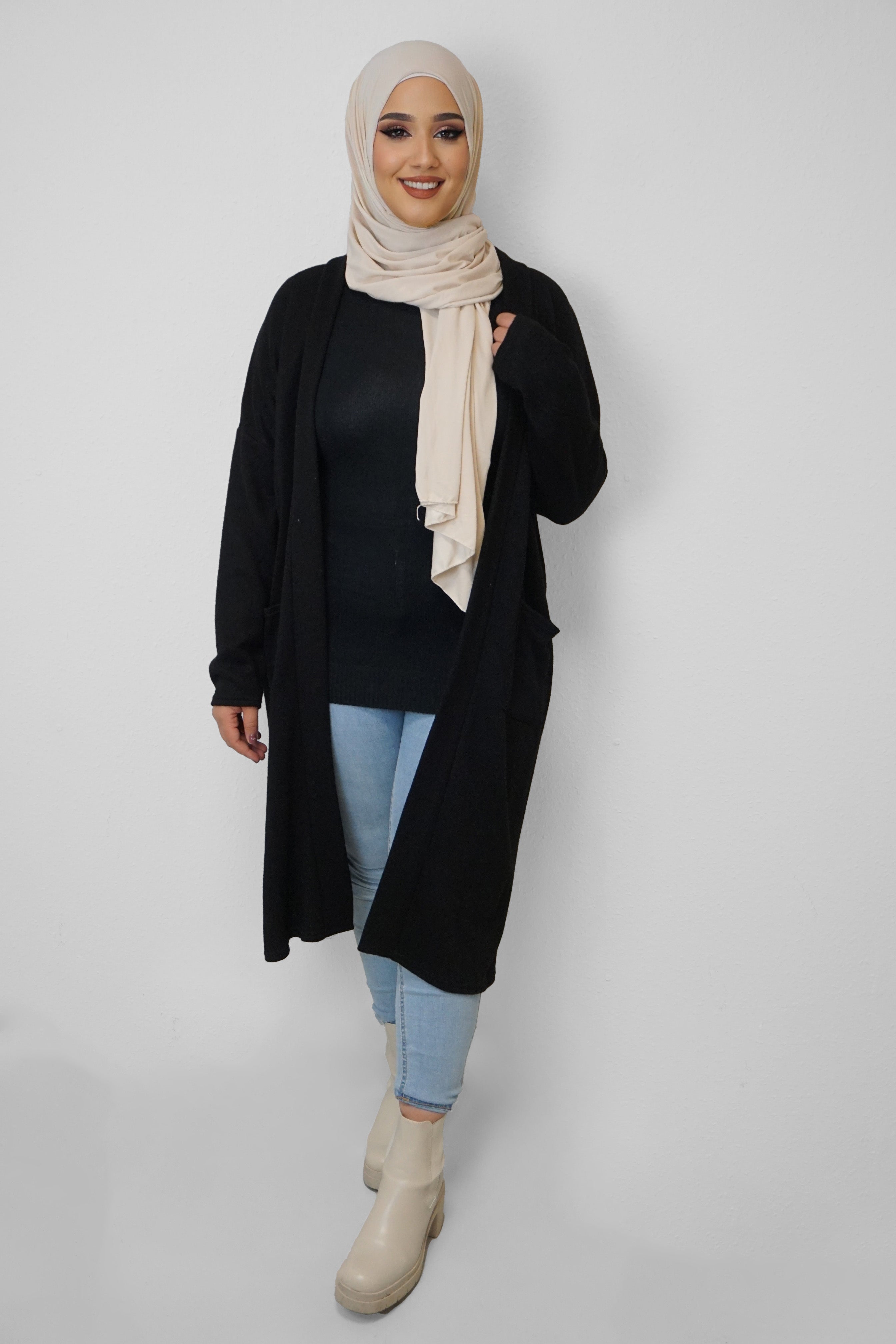 Feinstrick-Cardigan Saira Schwarz