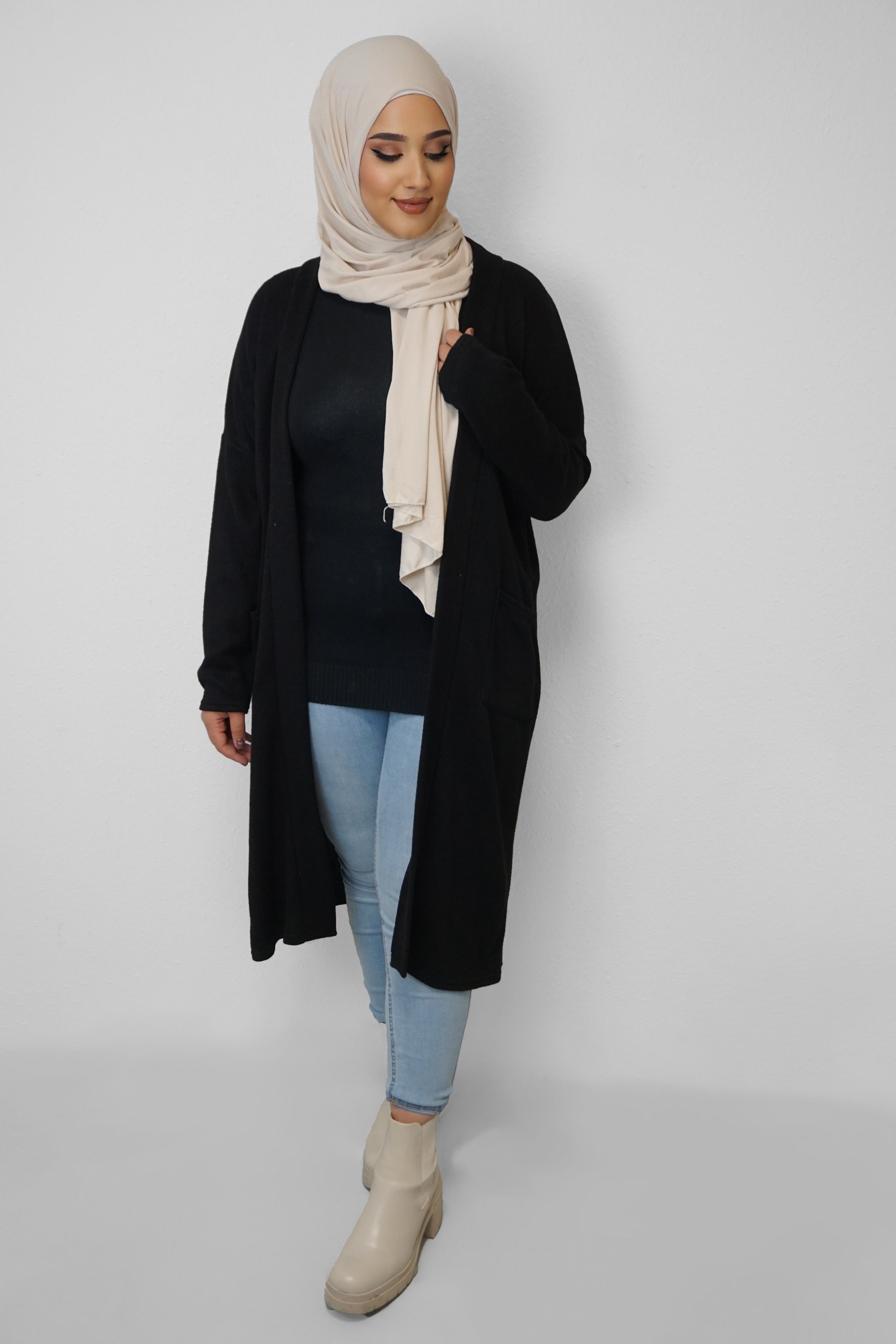 Feinstrick-Cardigan Saira Schwarz