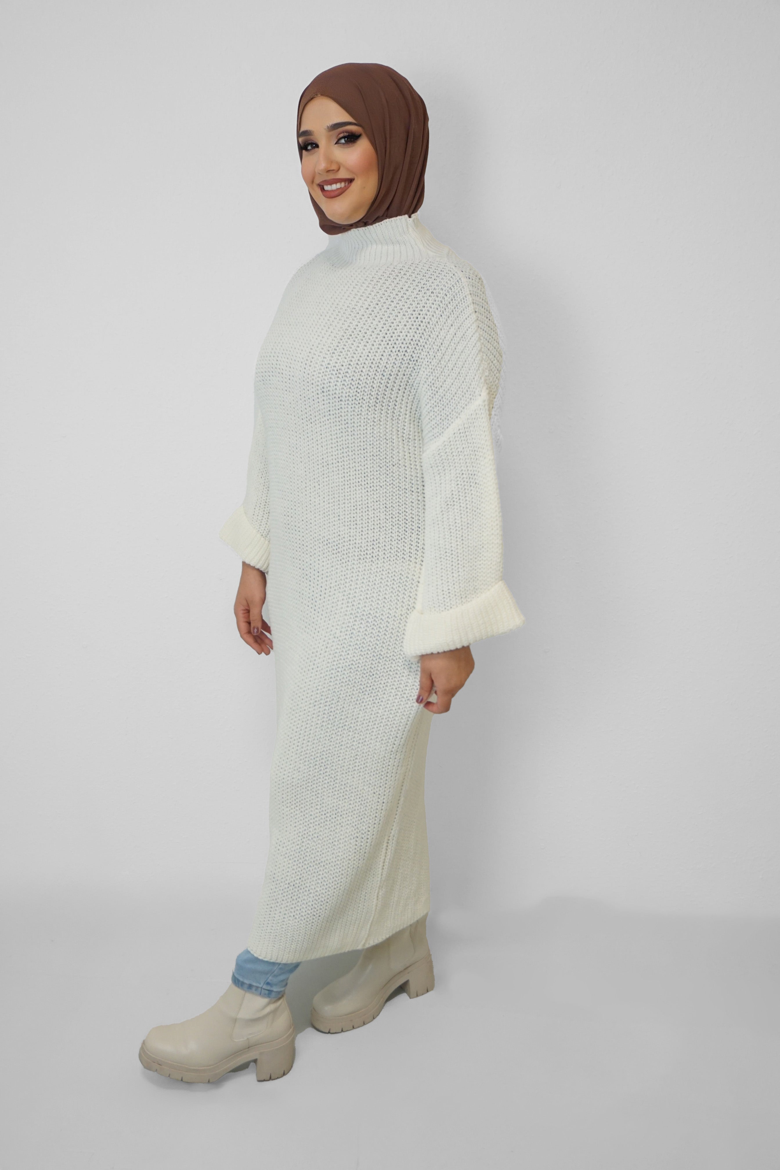 Maxi Strick-Kleid Layla Weiss