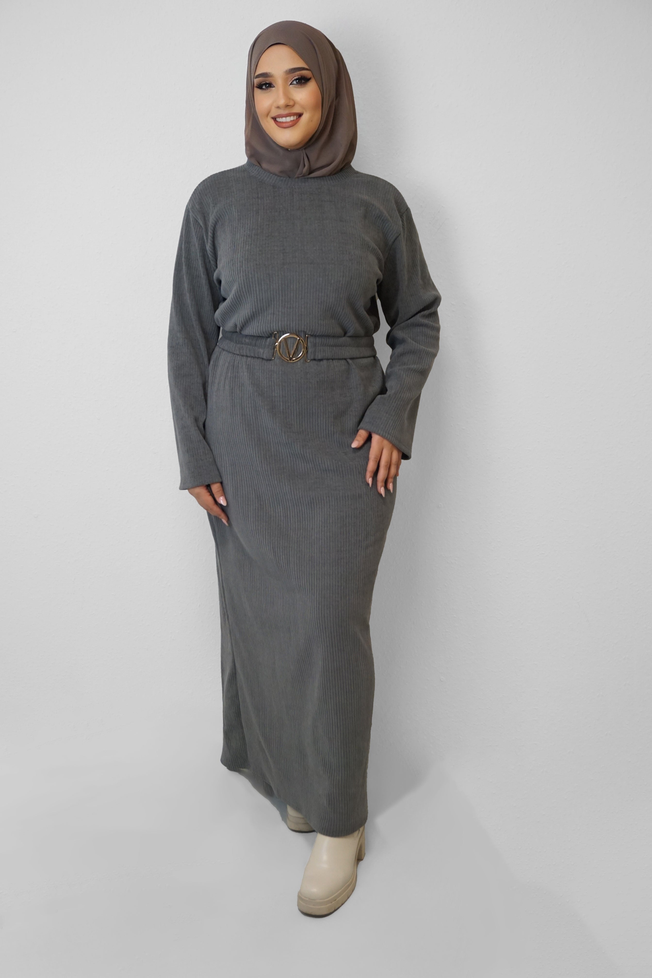 Cord Kleid Golnaz Grau