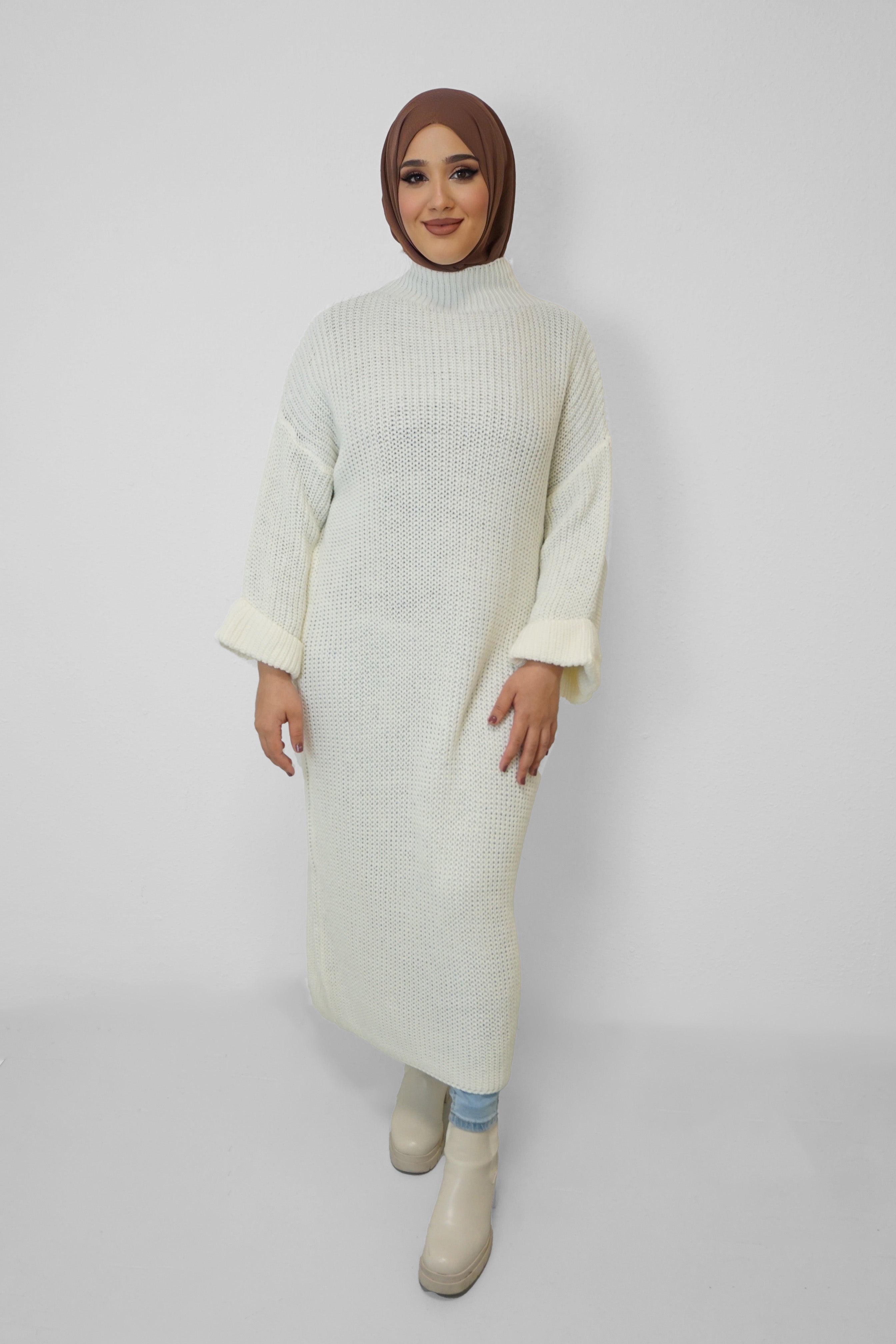 Maxi Strick-Kleid Layla Weiss