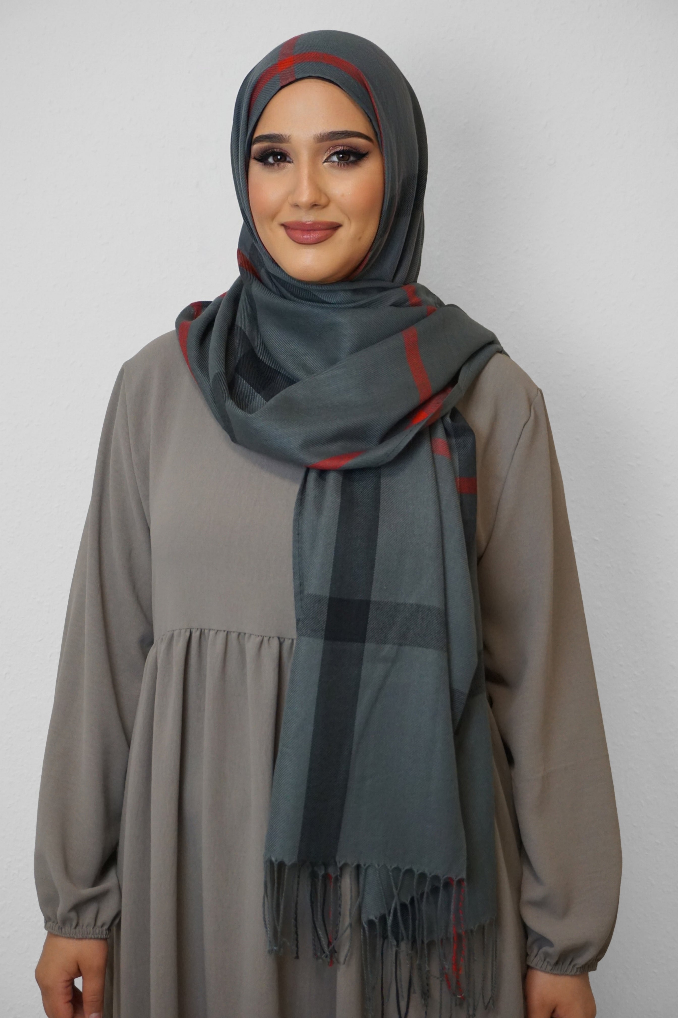 Baumwolle Hijab Aziza Dunkelgrau