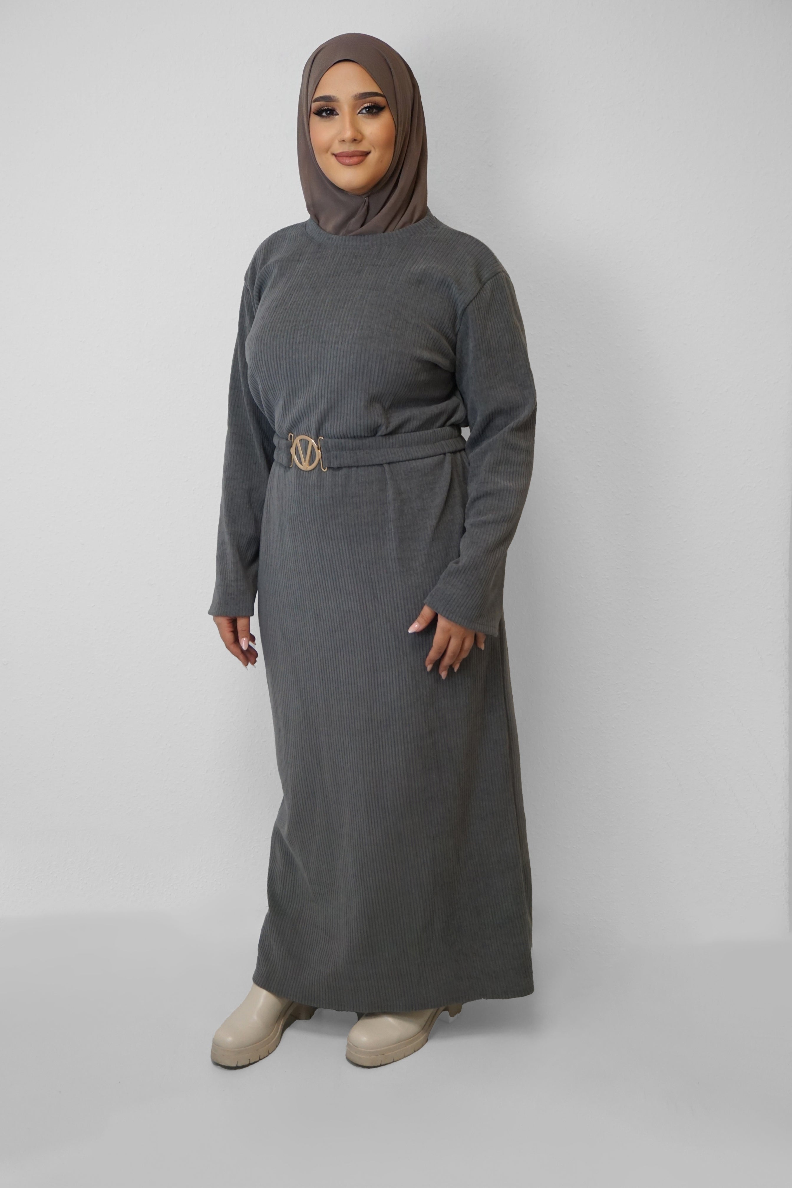 Cord Kleid Golnaz Grau